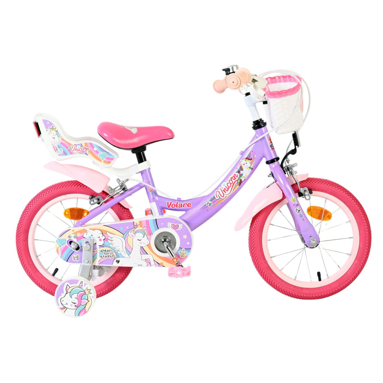 Volare Unicorn Fiets - 14 inch - Paars - Twee Handremmen
