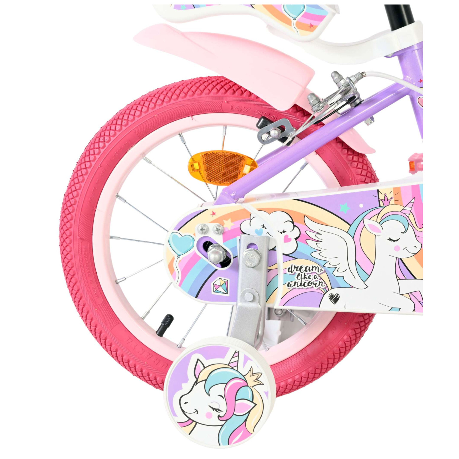 Volare Unicorn Fiets - 14 inch - Paars - Twee Handremmen