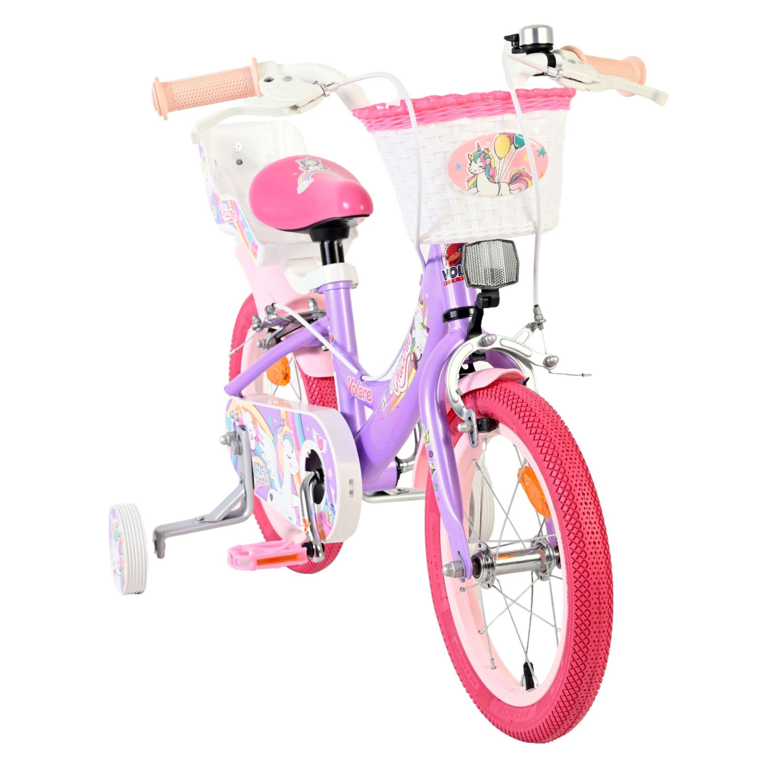 Volare Unicorn Fiets - 14 inch - Paars - Twee Handremmen