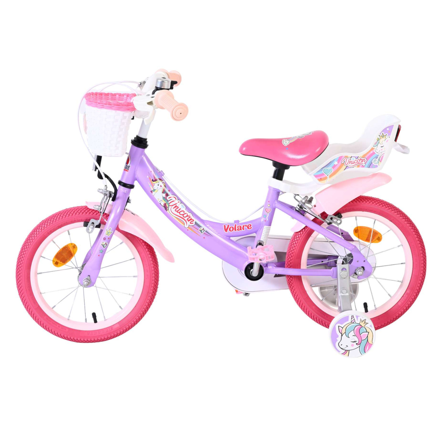 Volare Unicorn Fiets - 14 inch - Paars - Twee Handremmen
