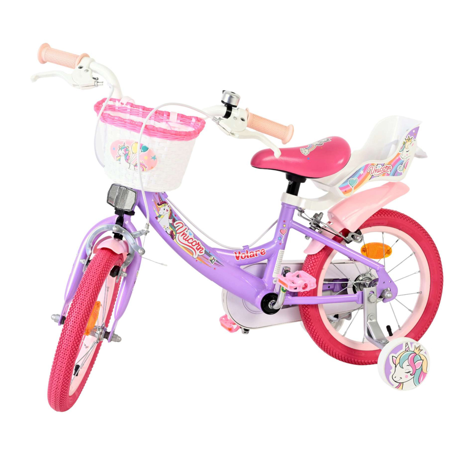Volare Unicorn Fiets - 14 inch - Paars - Twee Handremmen
