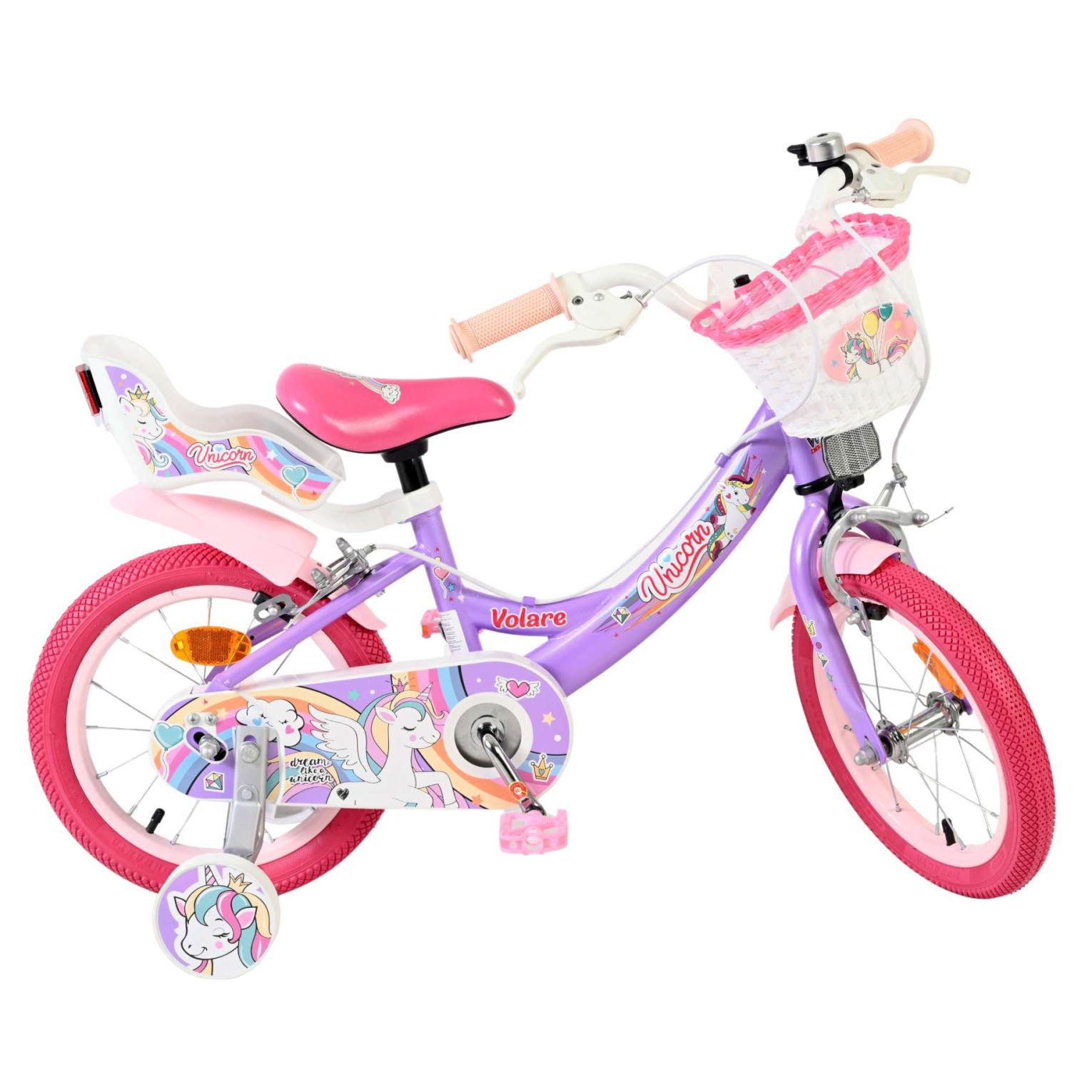 Volare Unicorn Fiets - 14 inch - Paars - Twee Handremmen