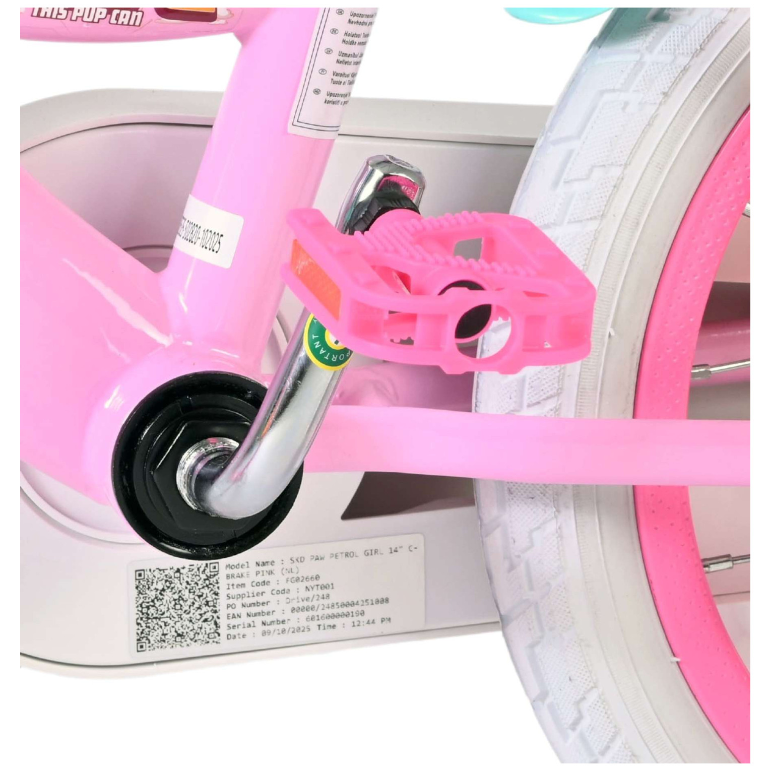 Paw Patrol Fiets - 14 inch - Roze