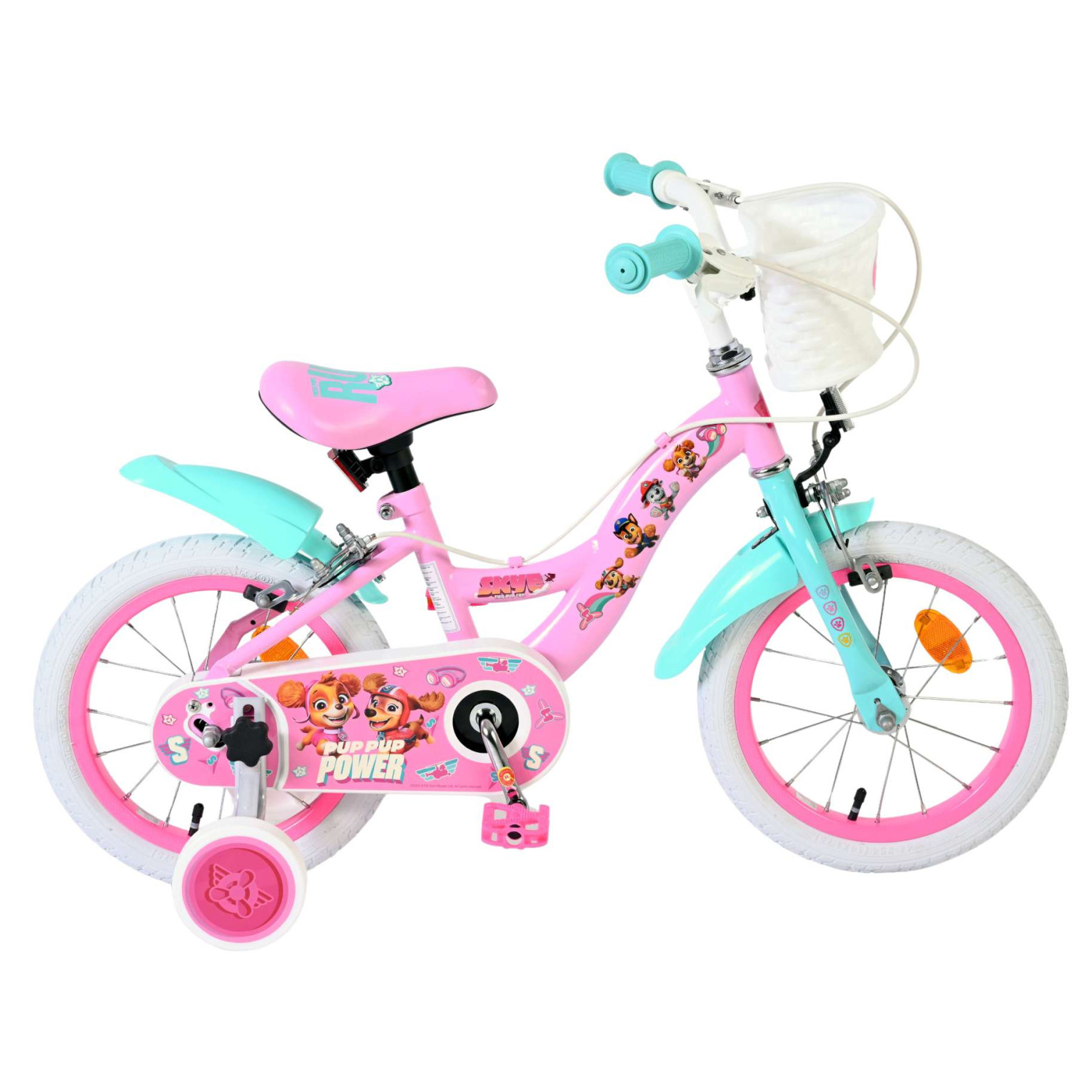 Paw Patrol Fiets - 14 inch - Roze - Twee handremmen