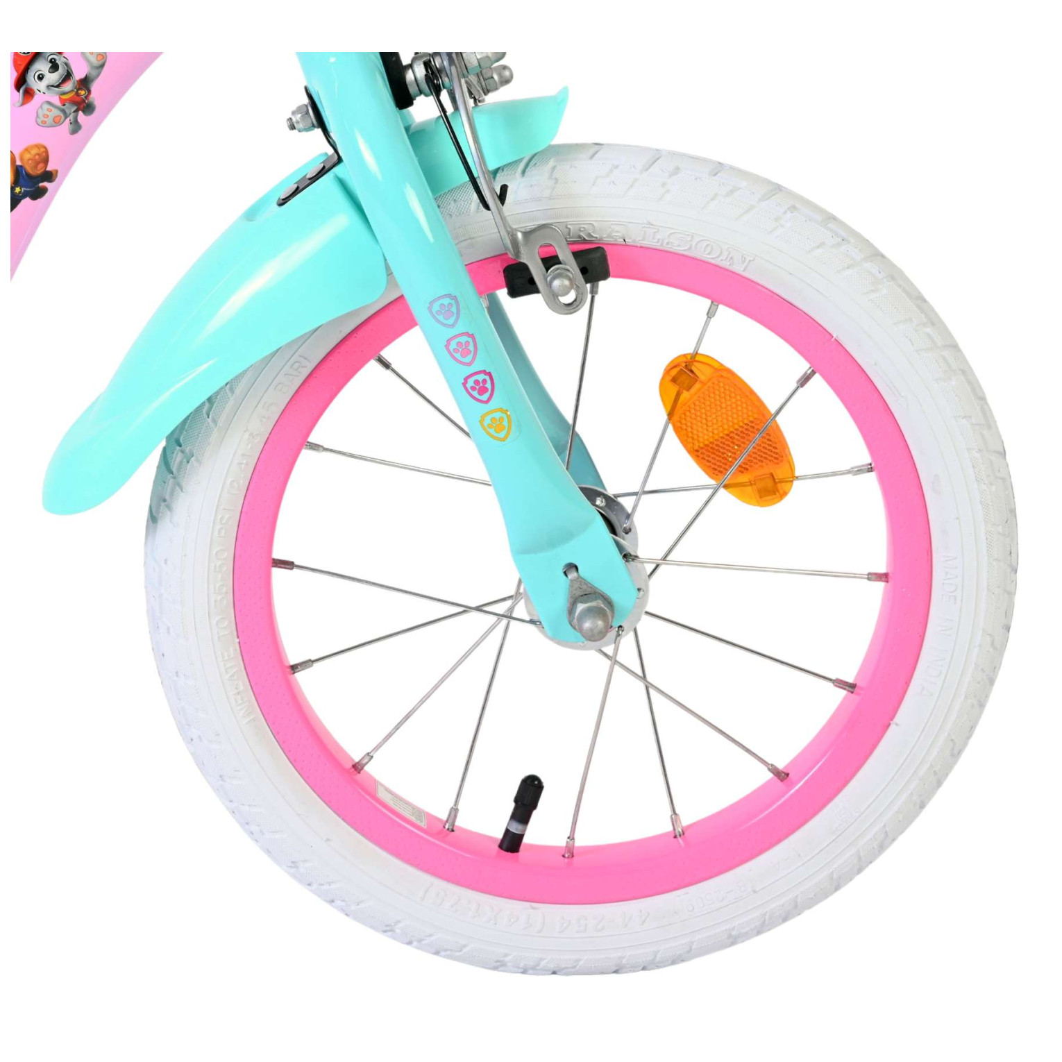 Paw Patrol Fiets - 14 inch - Roze - Twee handremmen