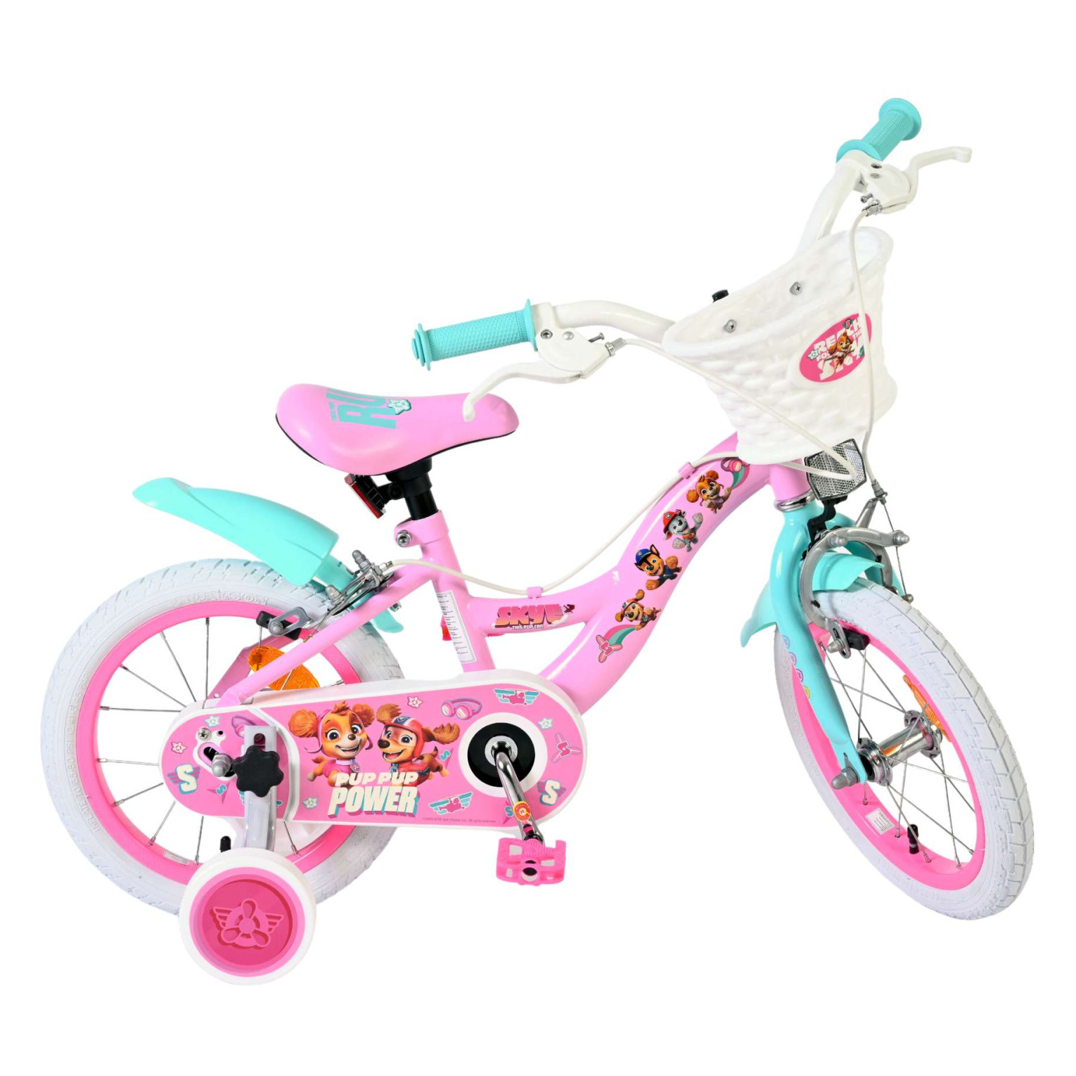 Paw Patrol Fiets - 14 inch - Roze - Twee handremmen