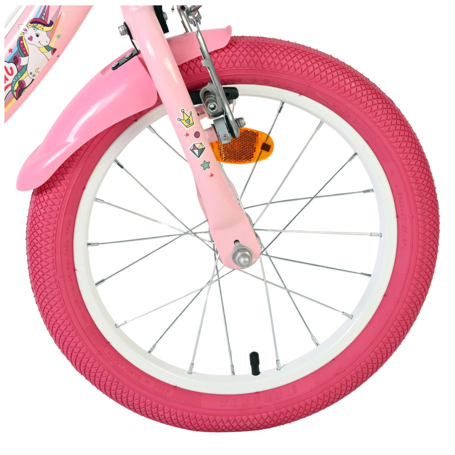 Volare Unicorn Fiets - 16 inch - Roze - Twee Handremmen
