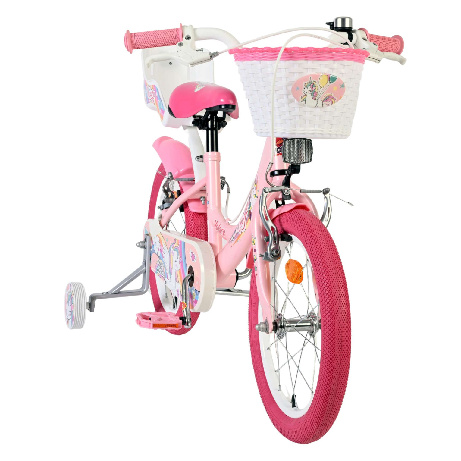 Volare Unicorn Fiets - 16 inch - Roze - Twee Handremmen