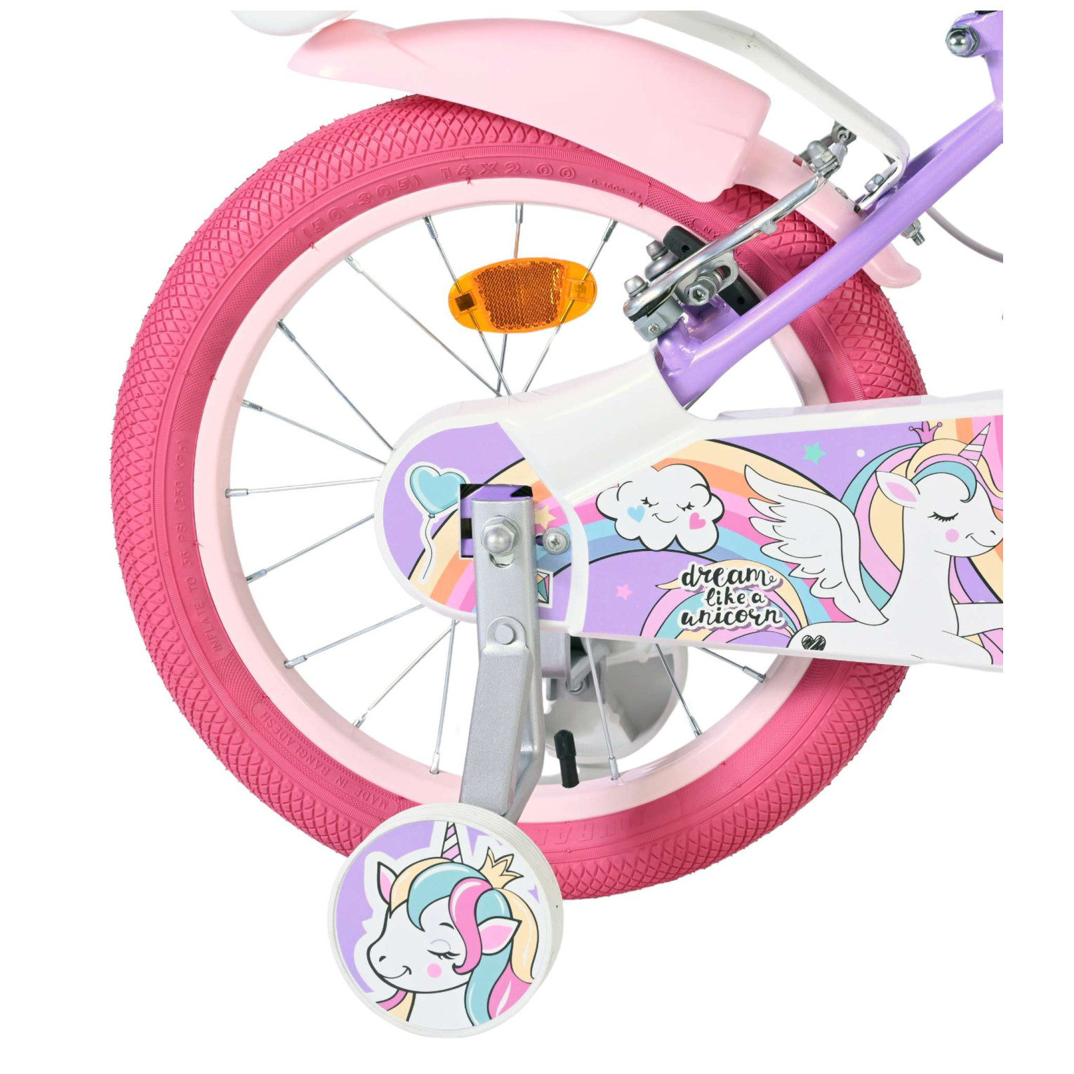 Volare Unicorn Fiets - 16 inch - Paars - Twee Handremmen