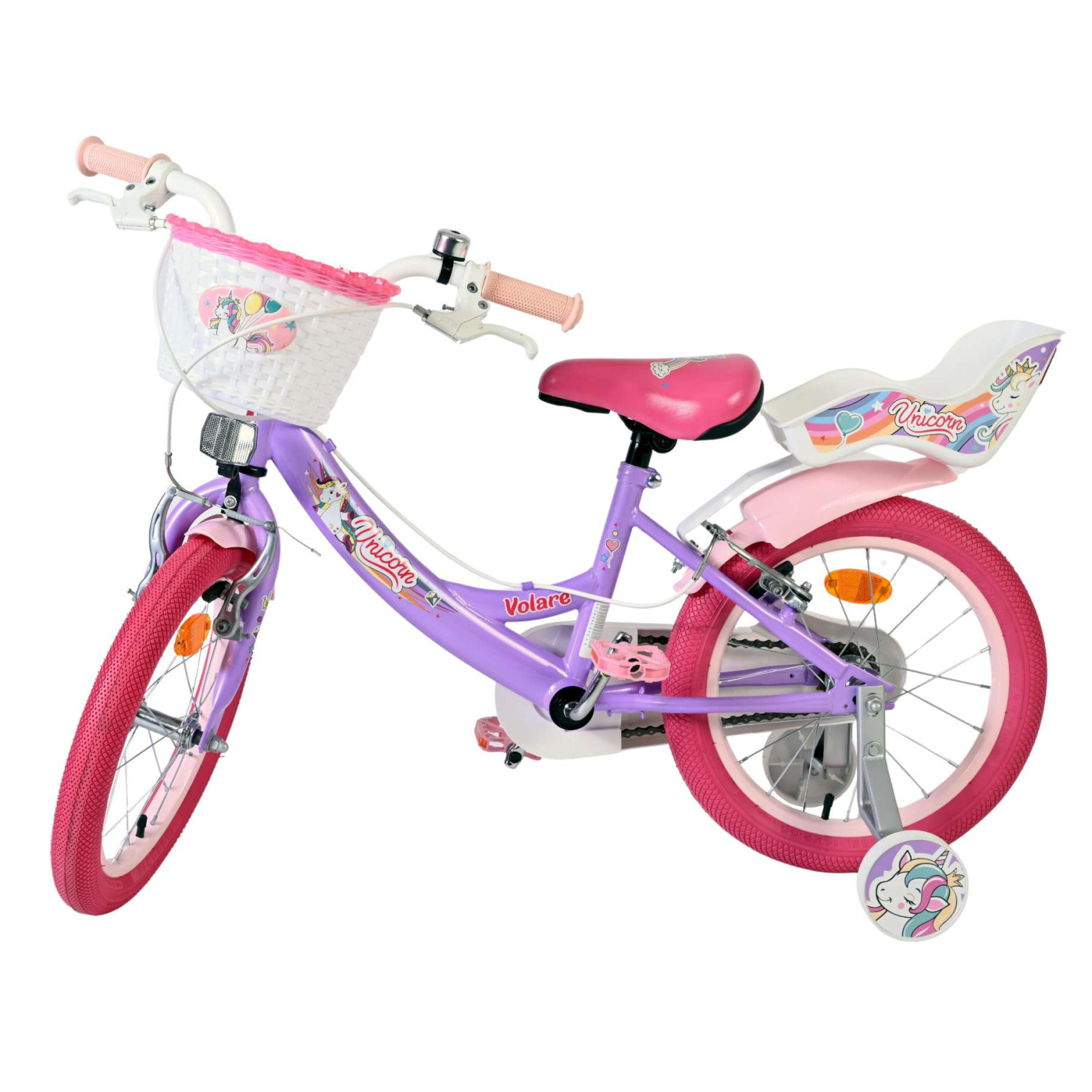 Volare Unicorn Fiets - 16 inch - Paars - Twee Handremmen