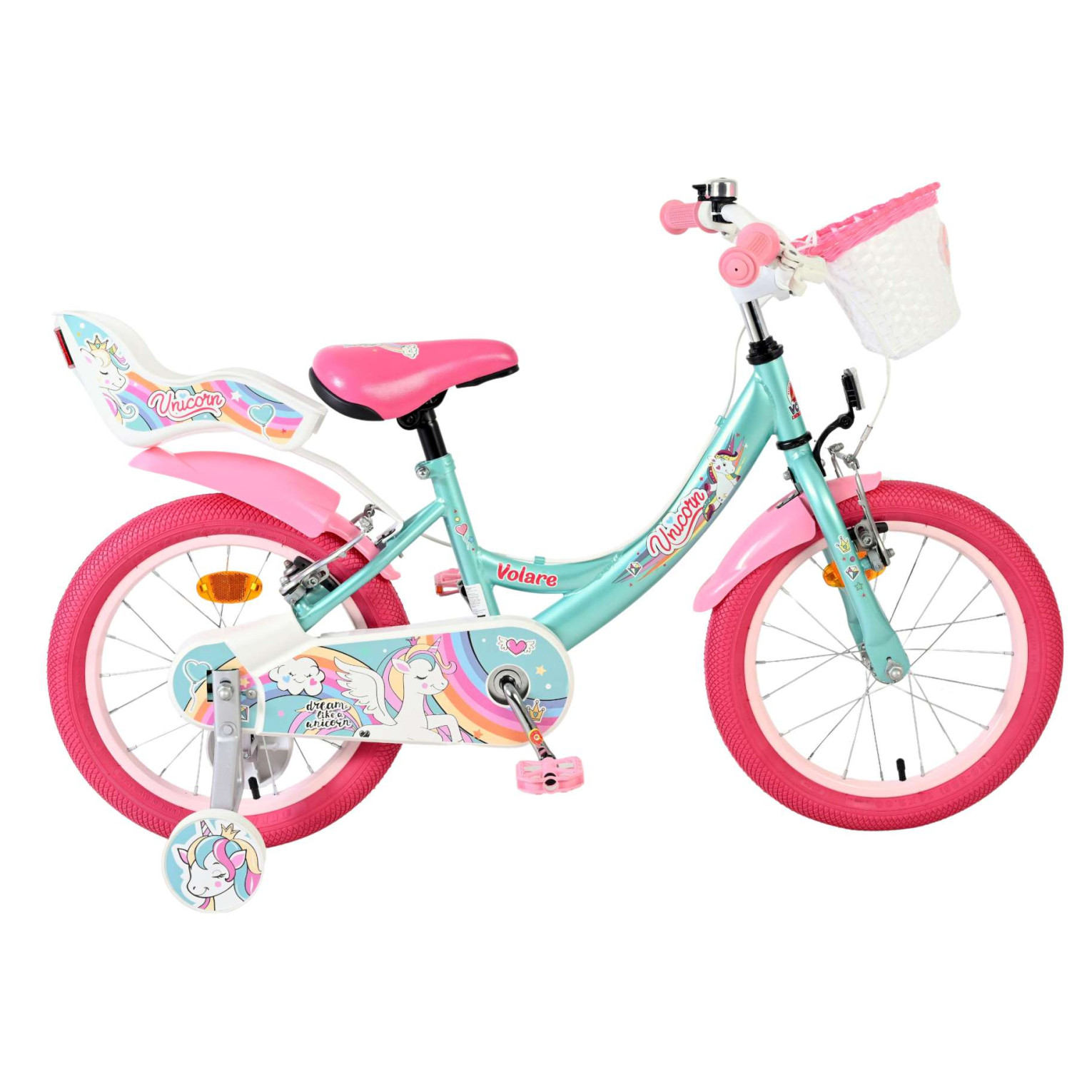 Volare Unicorn Fiets - 16 inch - Groen - Twee Handremmen