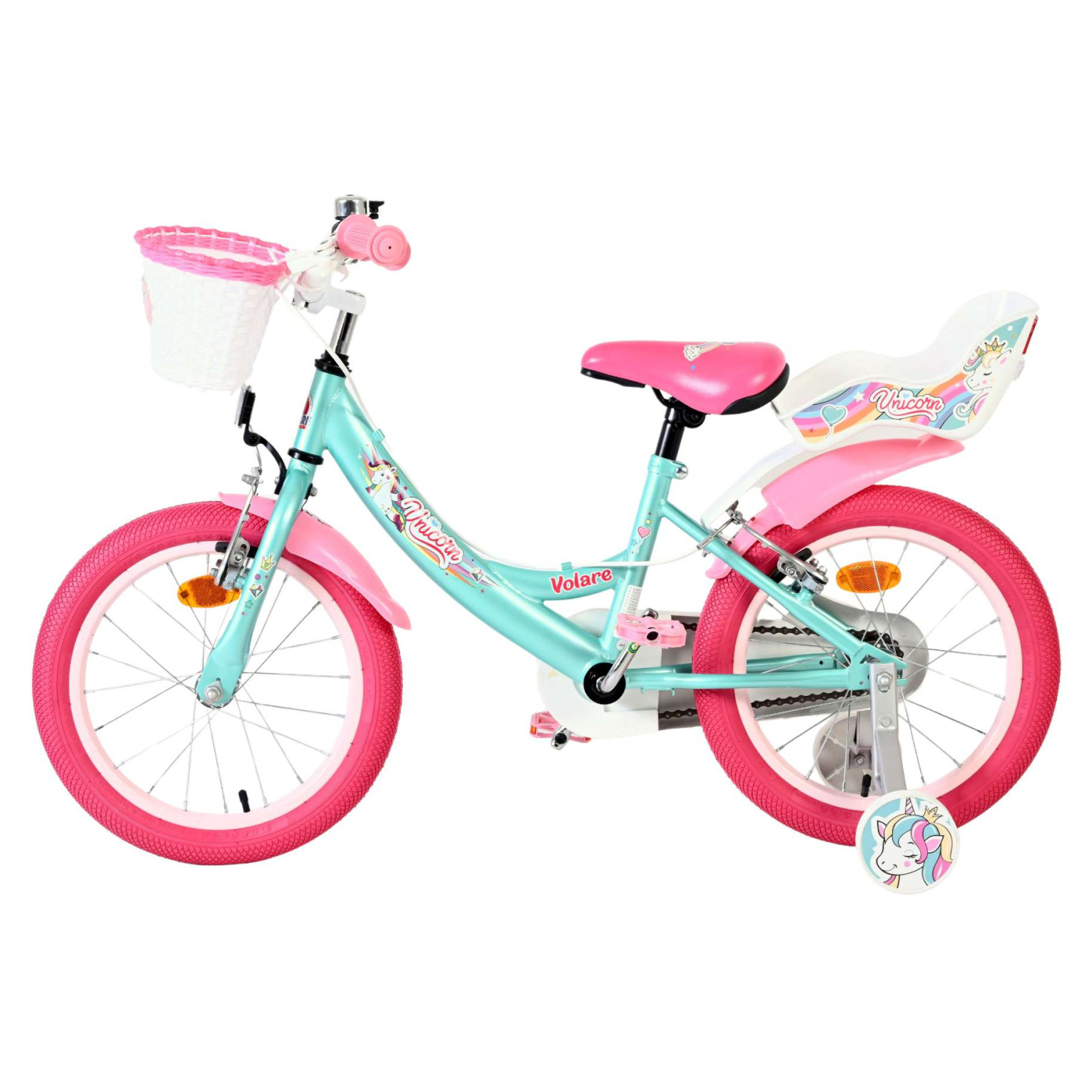 Volare Unicorn Fiets - 16 inch - Groen - Twee Handremmen