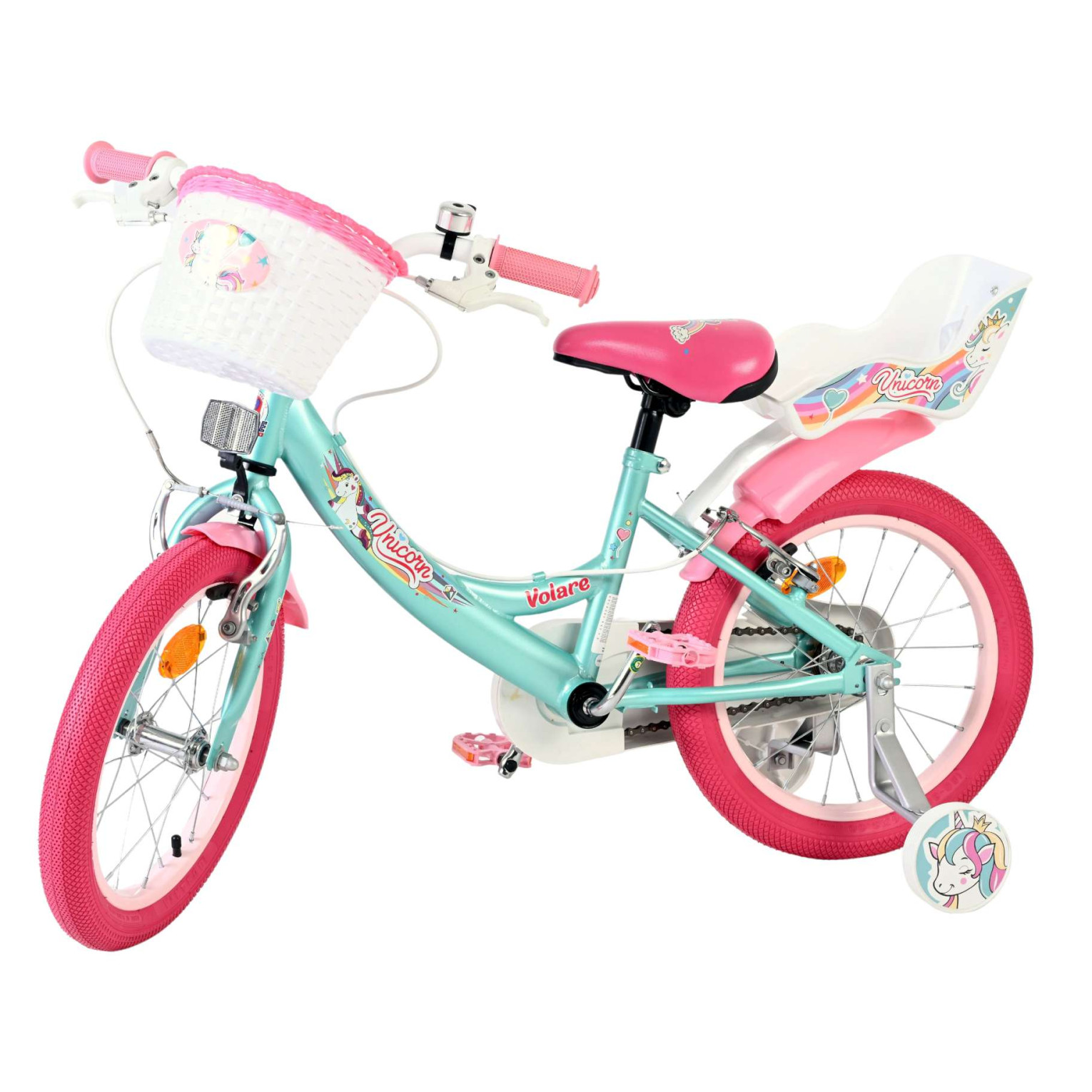 Volare Unicorn Fiets - 16 inch - Groen - Twee Handremmen