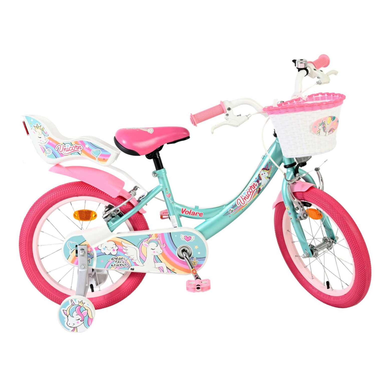 Volare Unicorn Fiets - 16 inch - Groen - Twee Handremmen