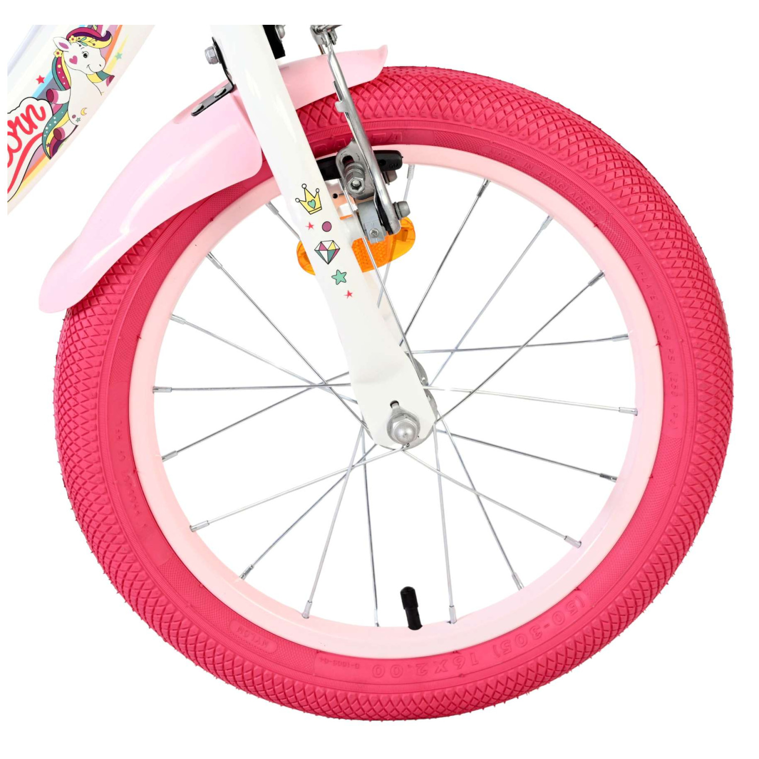 Volare Unicorn Fiets - 16 inch - Wit - Twee Handremmen