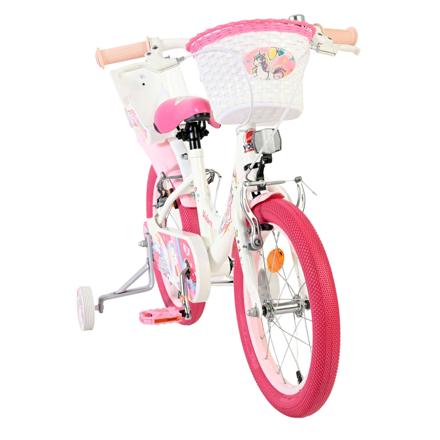 Volare Unicorn Fiets - 16 inch - Wit - Twee Handremmen
