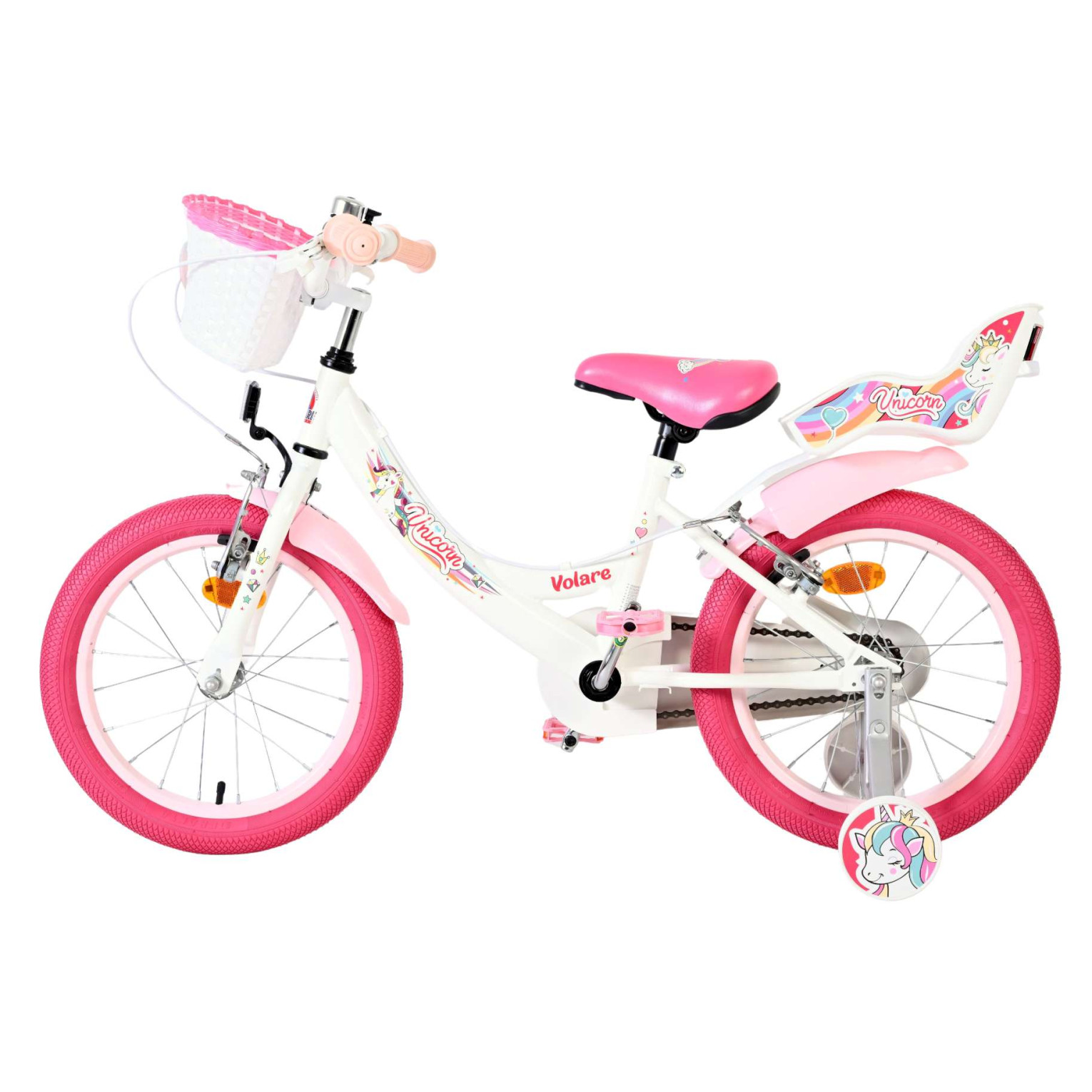 Volare Unicorn Fiets - 16 inch - Wit - Twee Handremmen