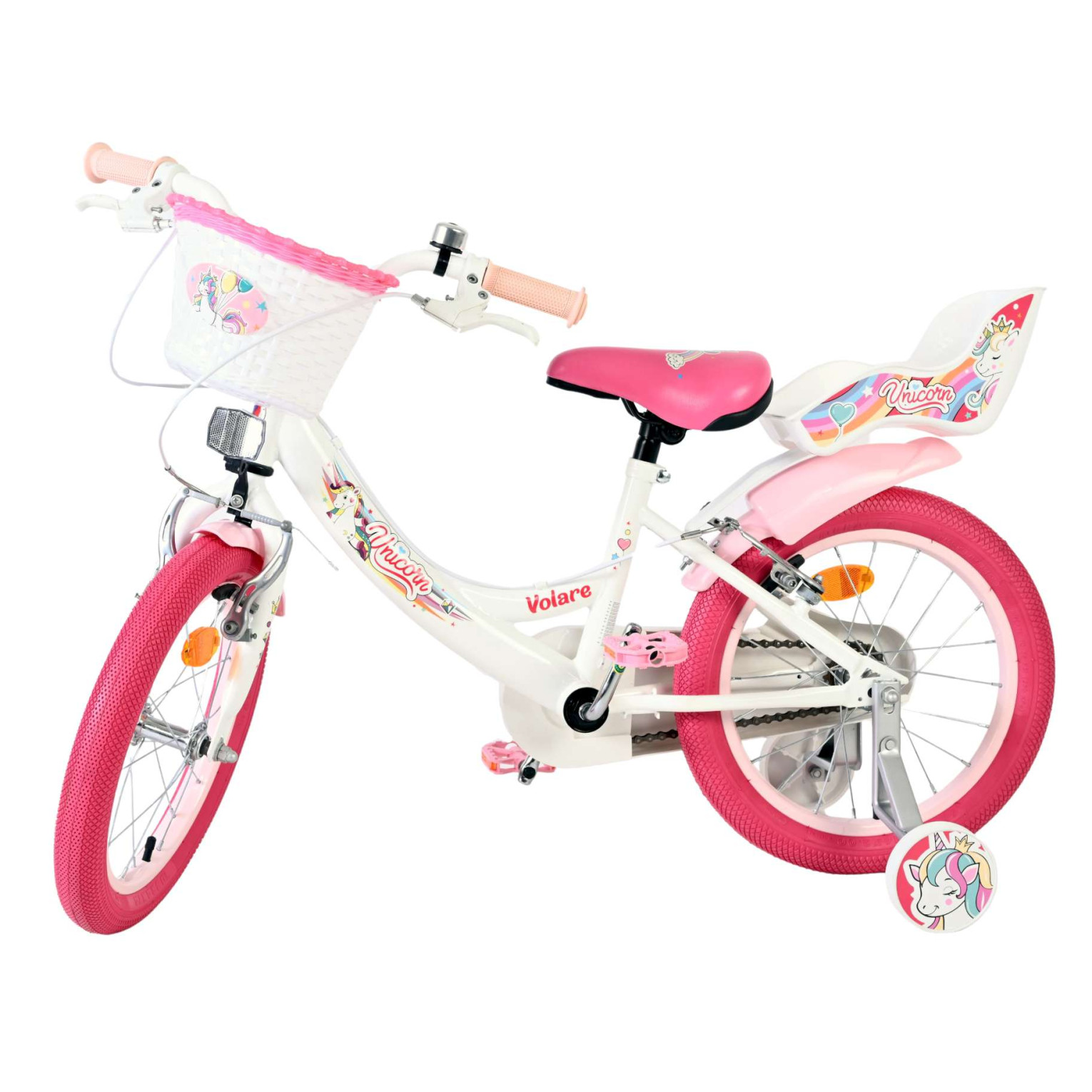 Volare Unicorn Fiets - 16 inch - Wit - Twee Handremmen