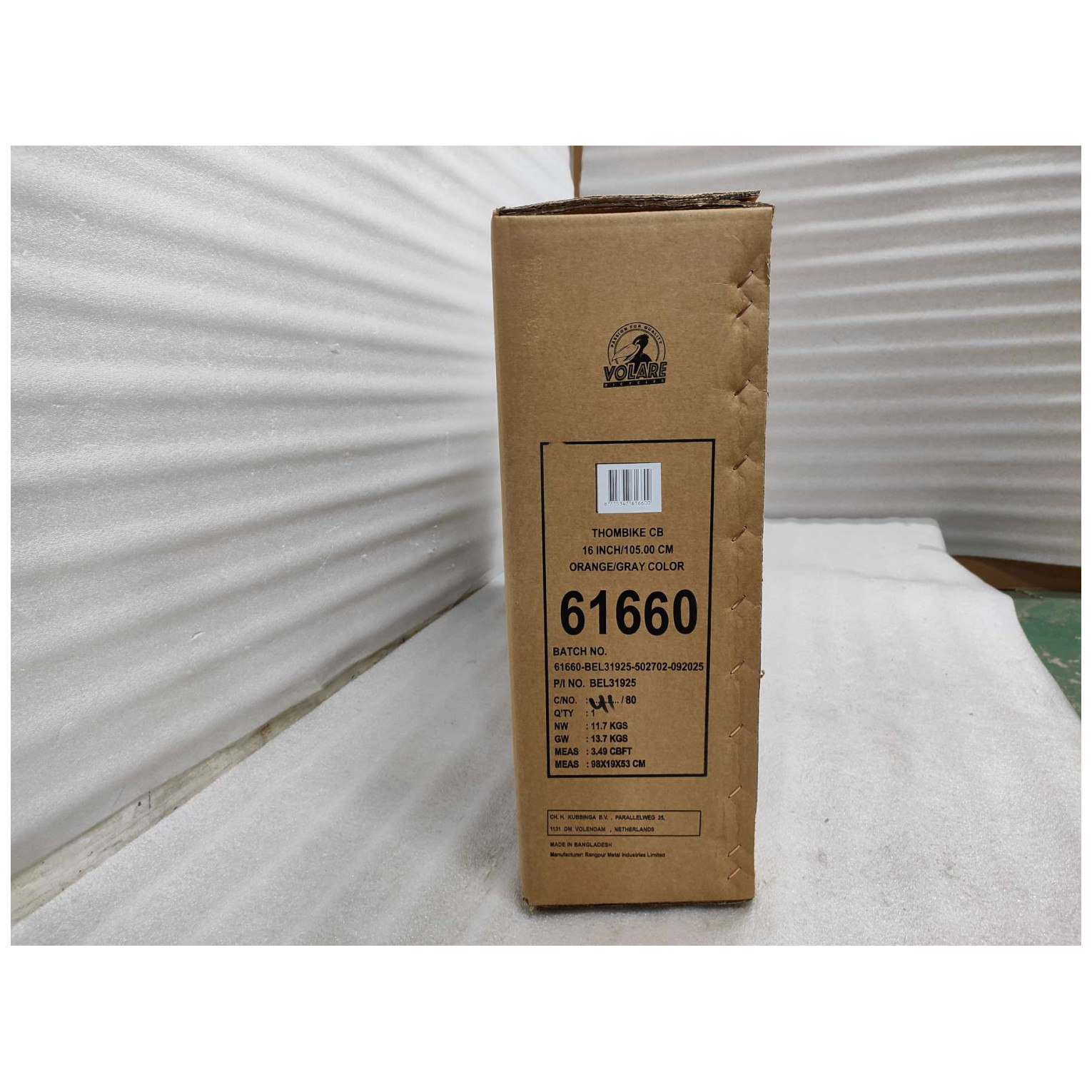 Volare Thombike Fiets - 16 inch - Oranje Grijs