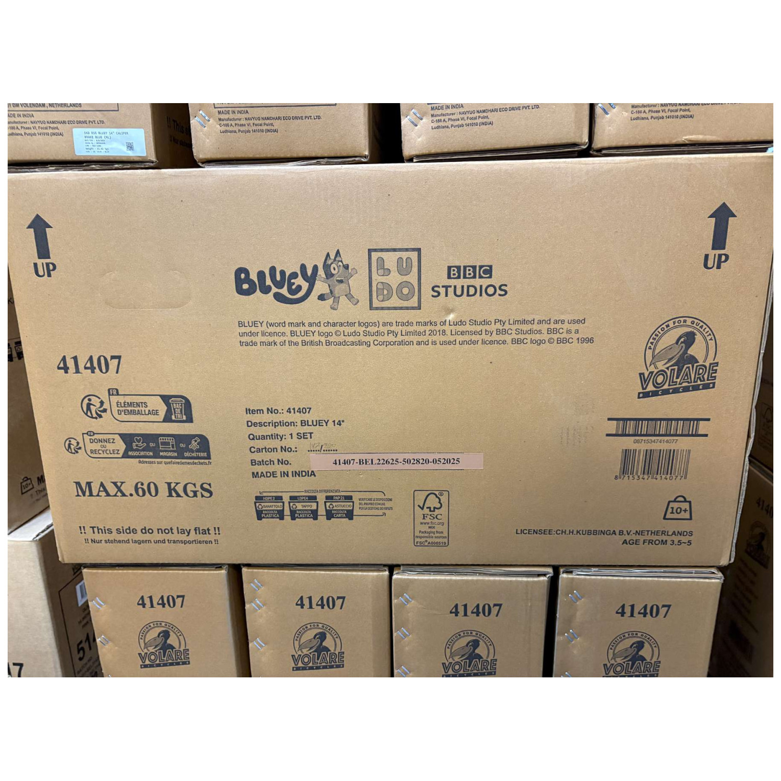 Bluey Fiets - 14 inch - Lichtblauw - Twee handremmen