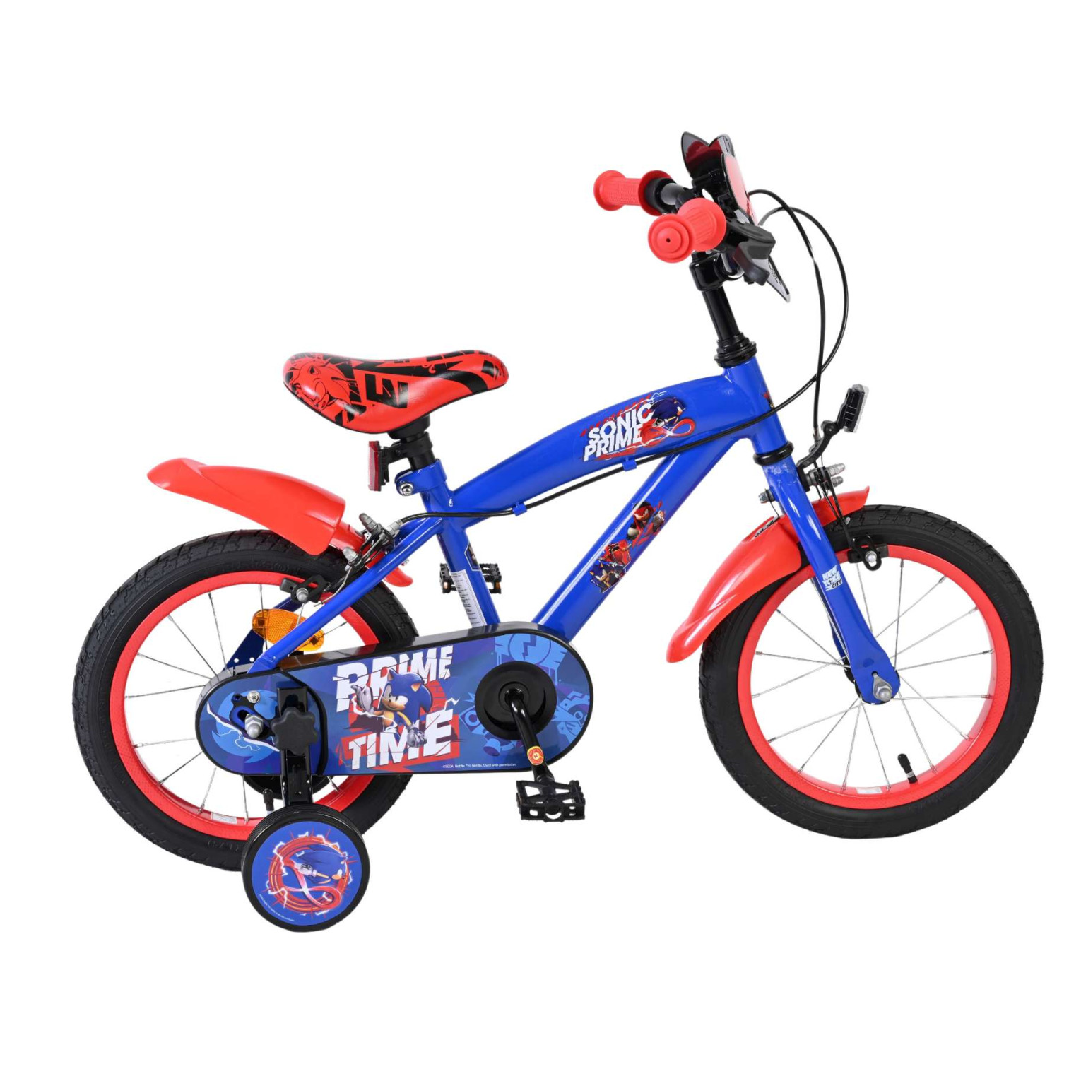 Sonic Prime Fiets - 14 inch - Blauw Rood - Twee handremmen