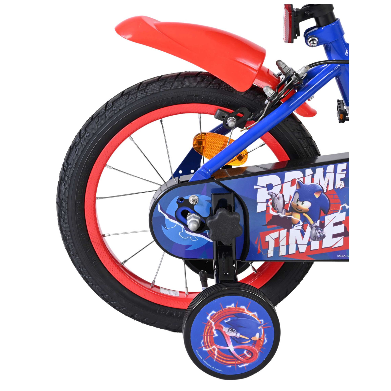 Sonic Prime Fiets - 14 inch - Blauw Rood - Twee handremmen