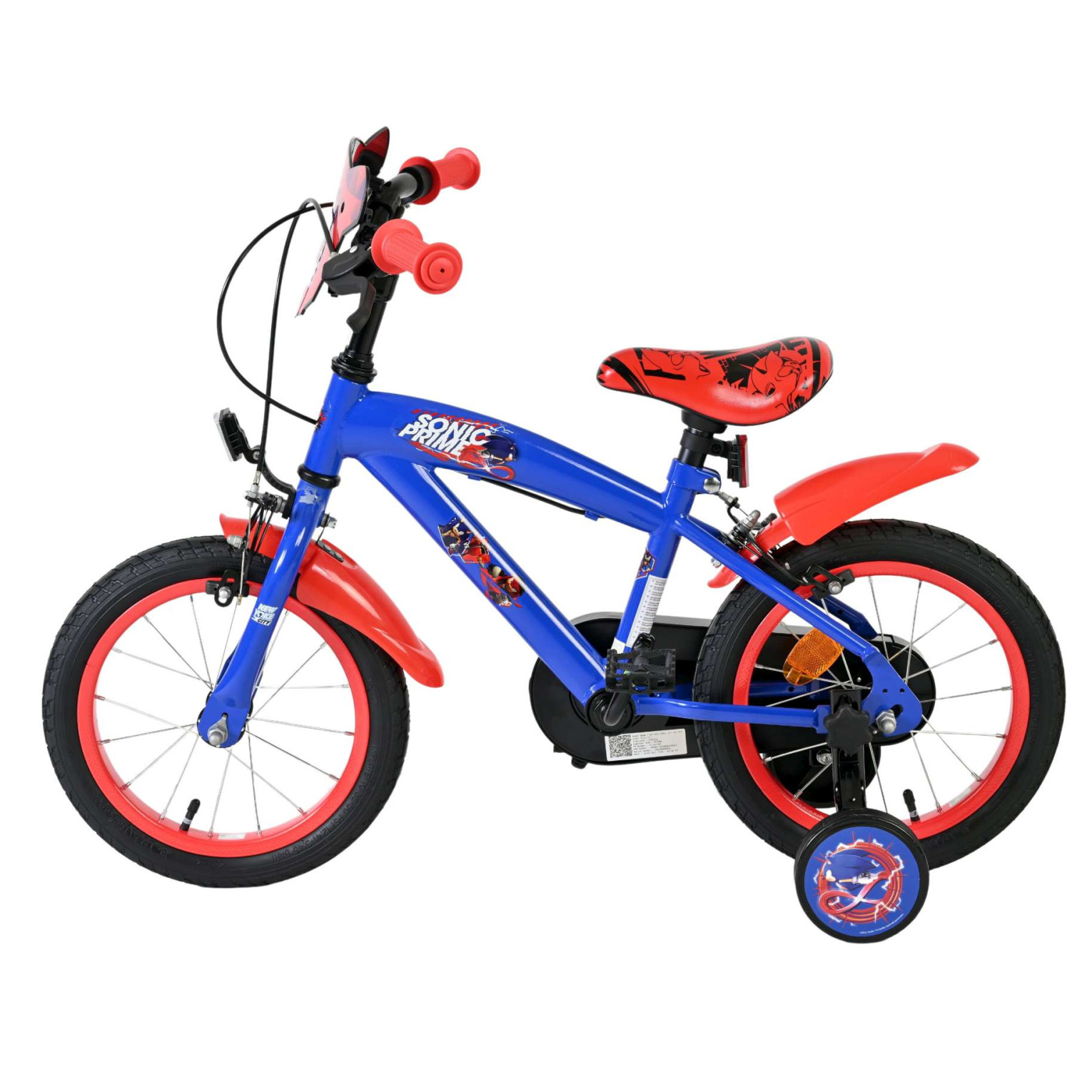 Sonic Prime Fiets - 14 inch - Blauw Rood - Twee handremmen