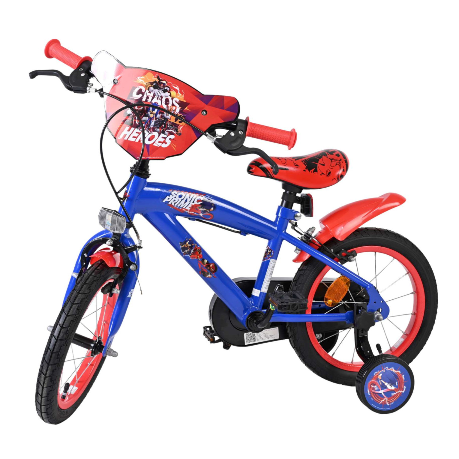 Sonic Prime Fiets - 14 inch - Blauw Rood - Twee handremmen