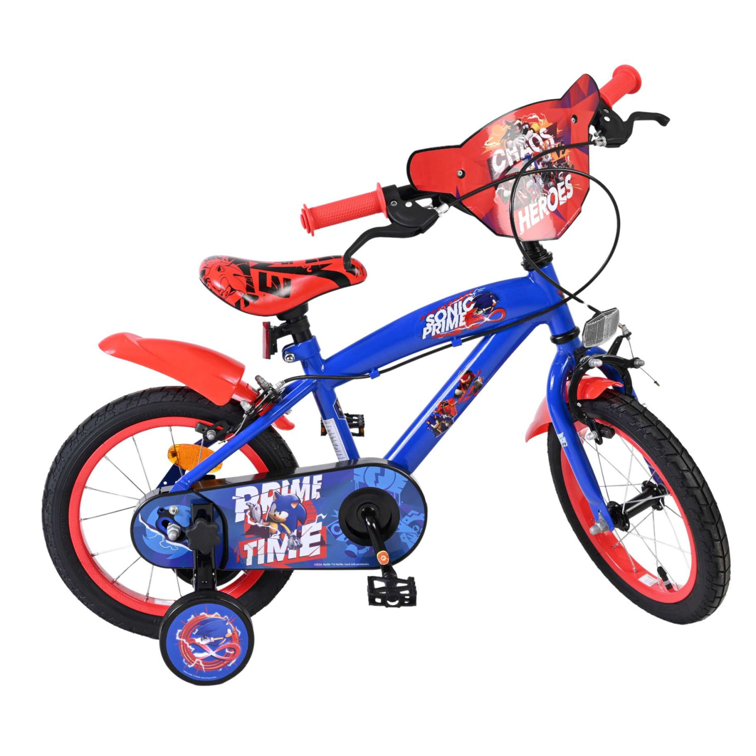Sonic Prime Fiets - 14 inch - Blauw Rood - Twee handremmen