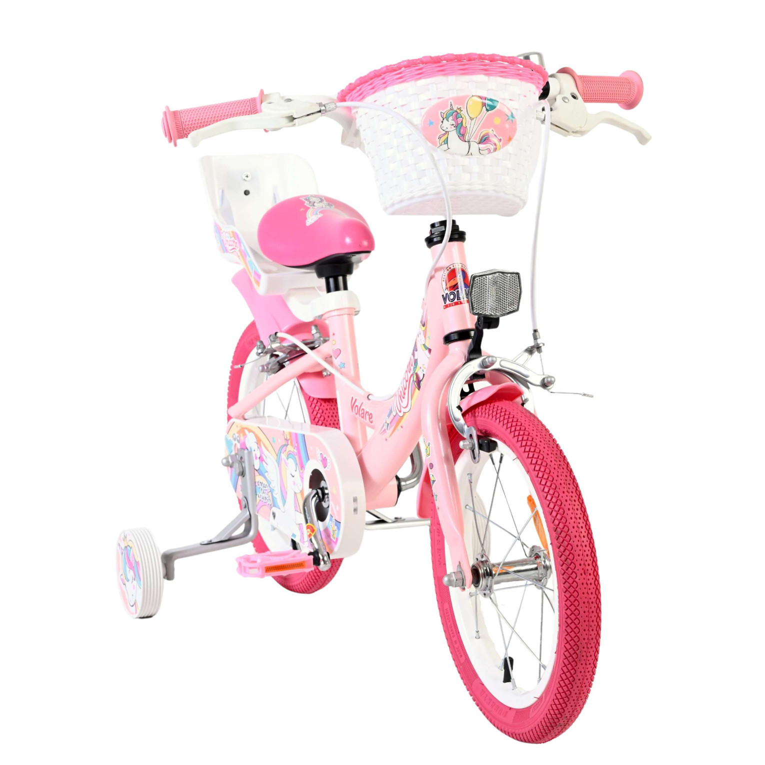 Volare Unicorn Fiets - 14 inch - Roze - Twee Handremmen