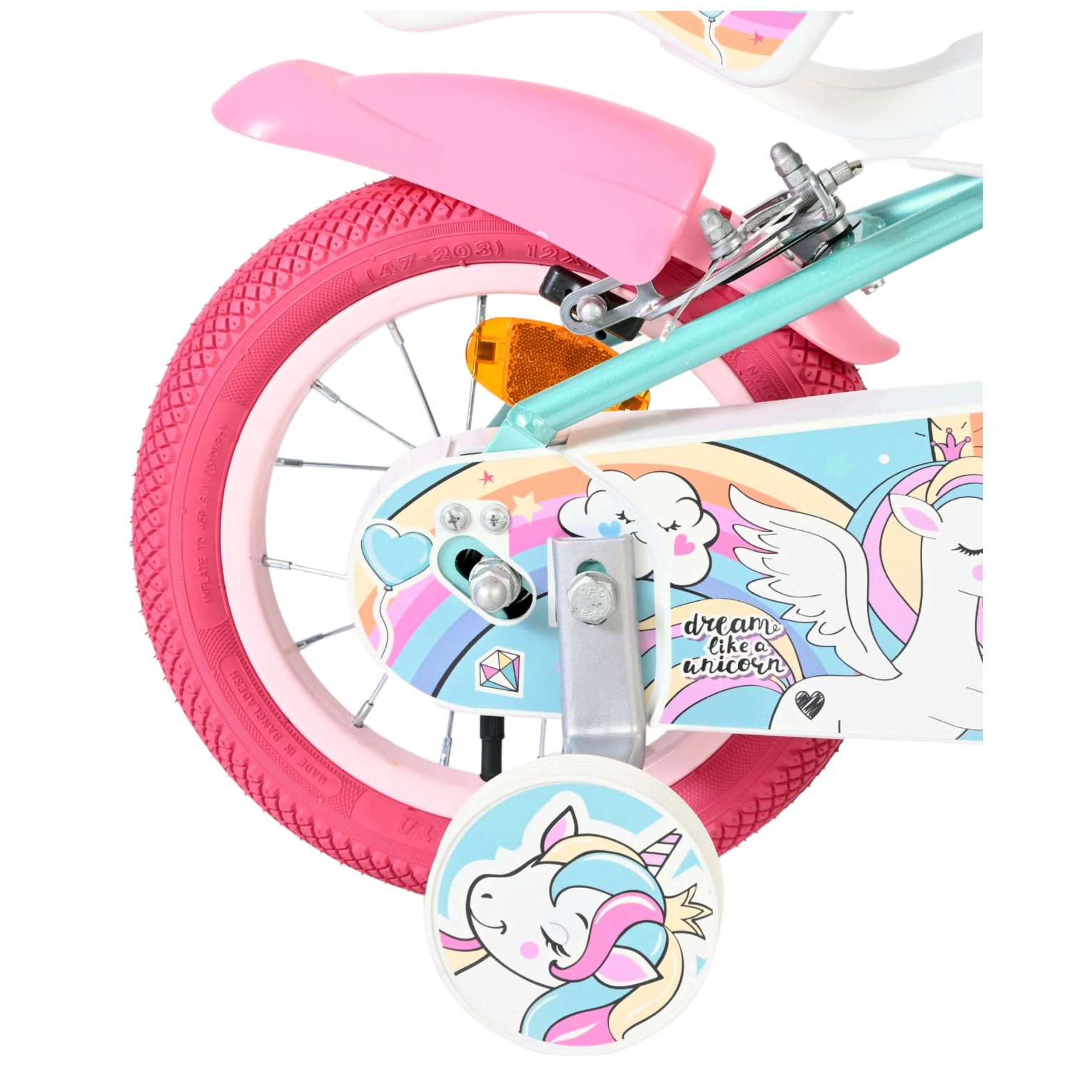 Volare Unicorn Fiets - 12 inch - Groen - Twee handremmen
