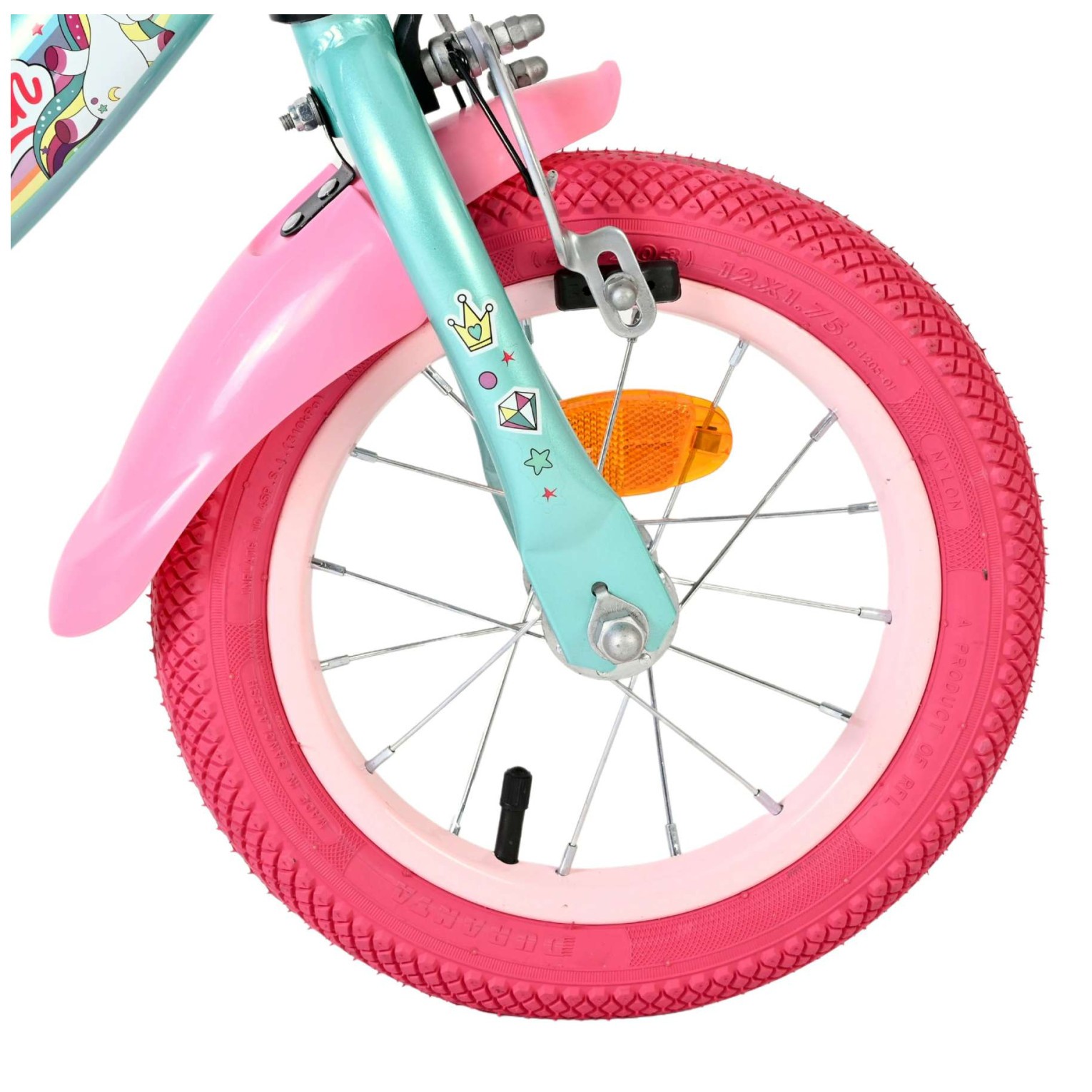 Volare Unicorn Fiets - 12 inch - Groen - Twee handremmen