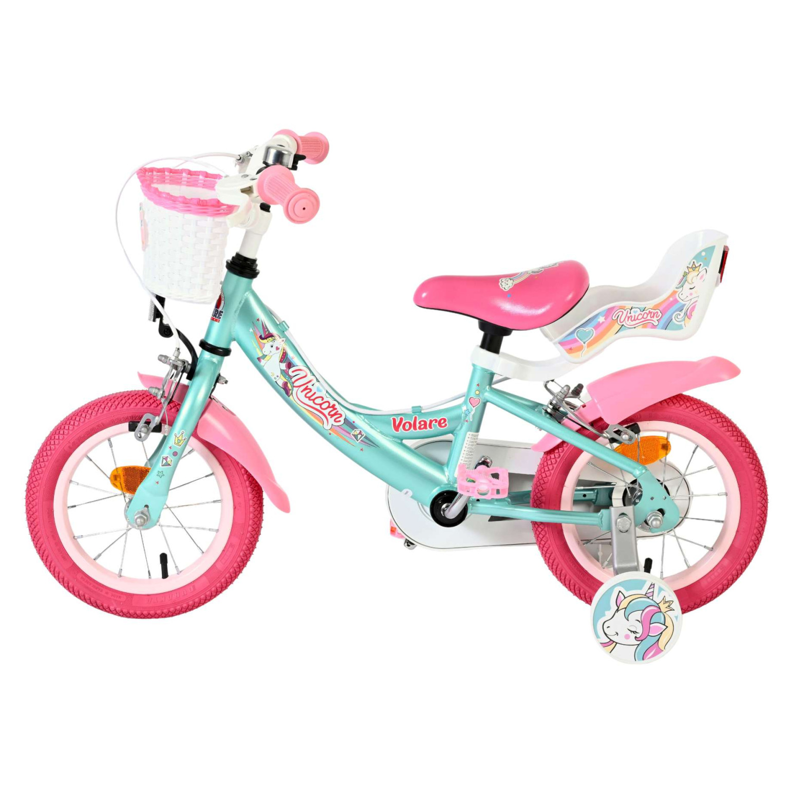 Volare Unicorn Fiets - 12 inch - Groen - Twee handremmen