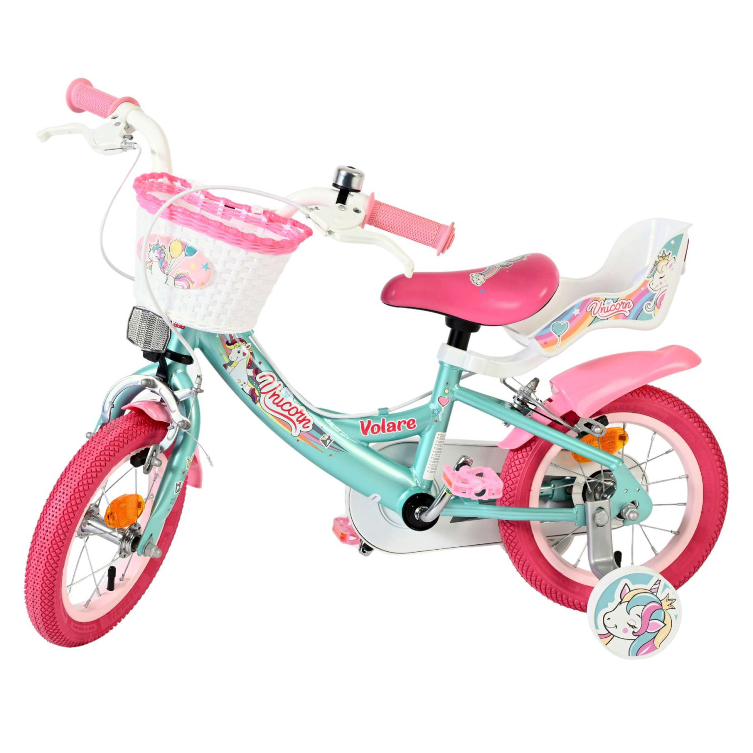 Volare Unicorn Fiets - 12 inch - Groen - Twee handremmen