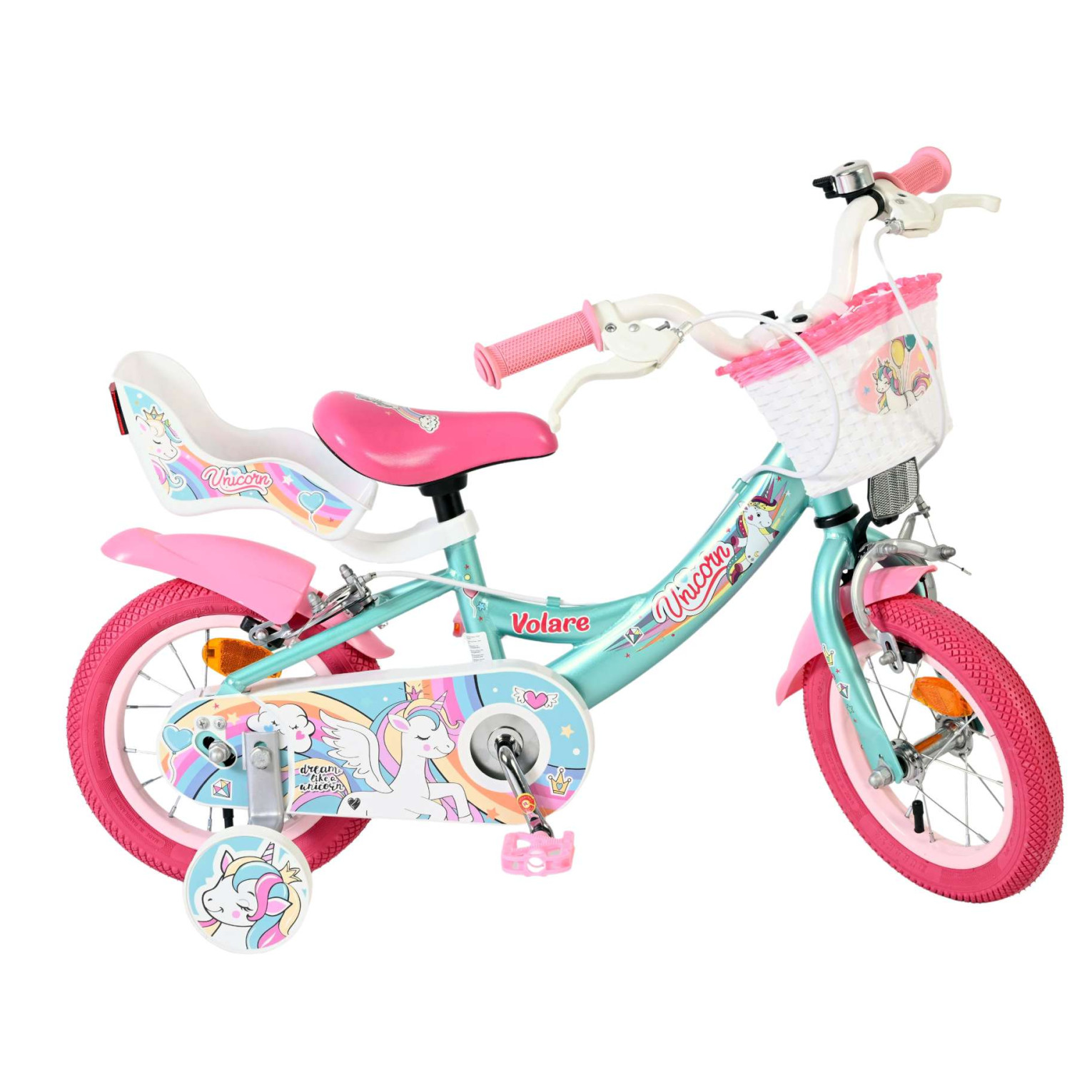 Volare Unicorn Fiets - 12 inch - Groen - Twee handremmen