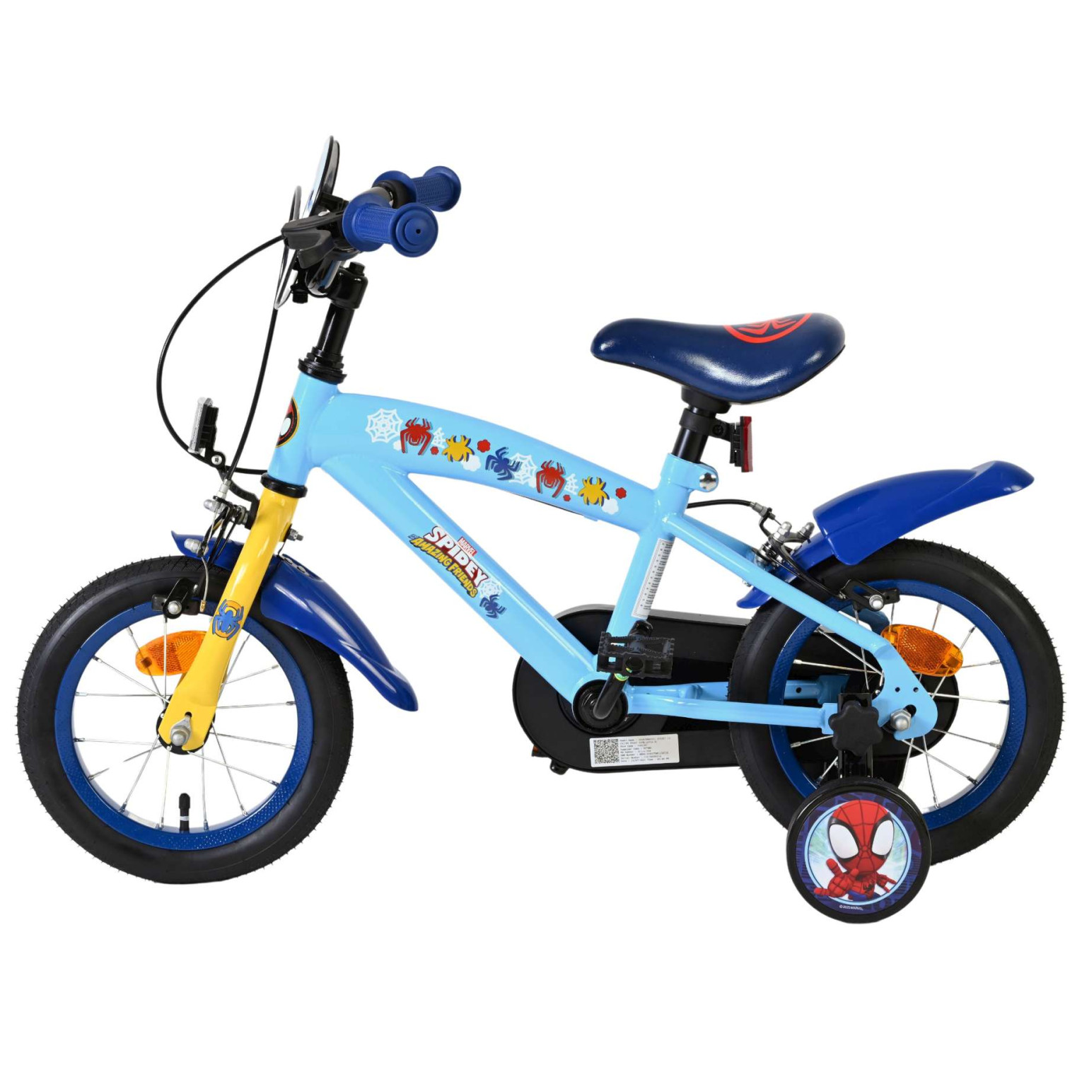 Spidey Fiets - 12 inch - Blauw - Twee handremmen