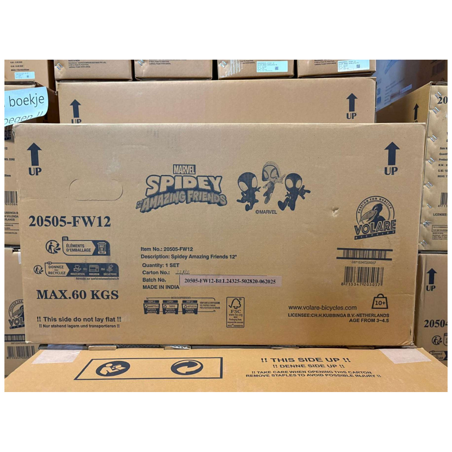 Spidey Fiets - 12 inch - Blauw - Twee handremmen