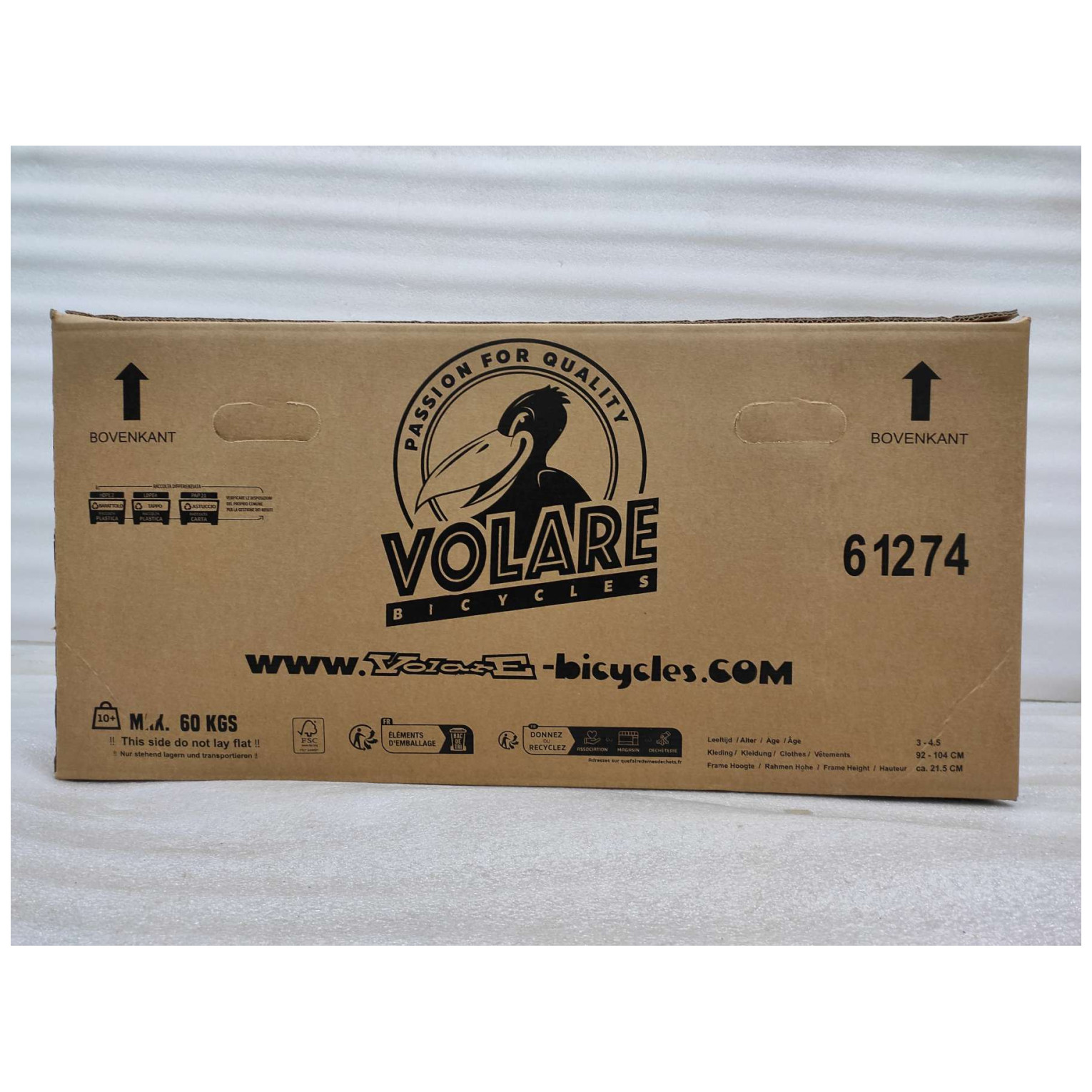 Volare Unicorn Fiets - 12 inch - Wit - Twee handremmen