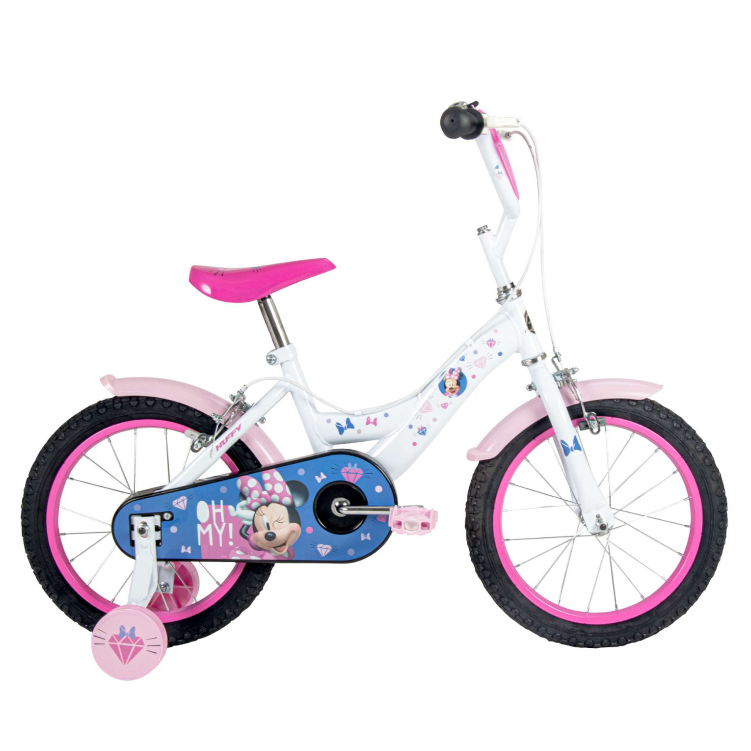 Disney Minnie Fiets - 16 inch - Wit Roze - Twee handremmen
