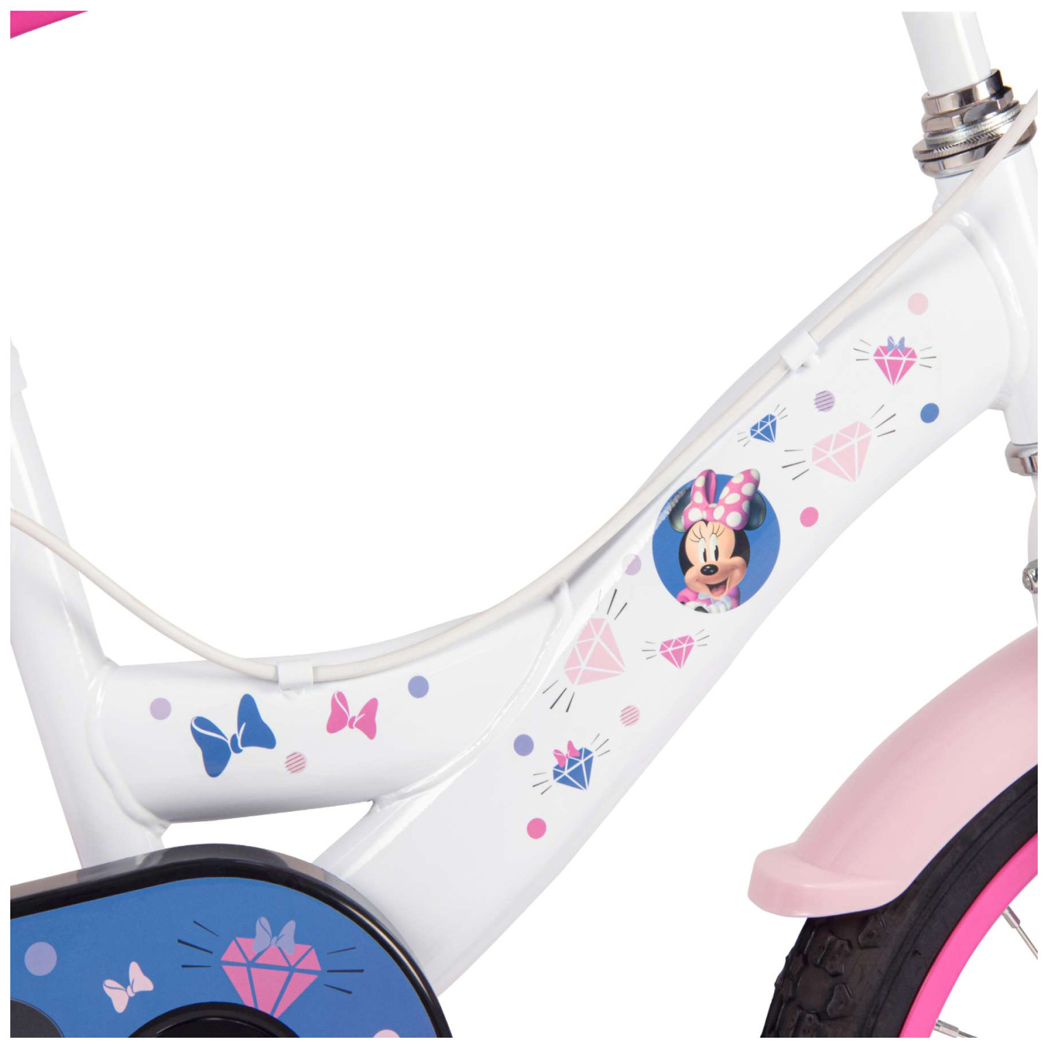 Disney Minnie Fiets - 16 inch - Wit Roze - Twee handremmen