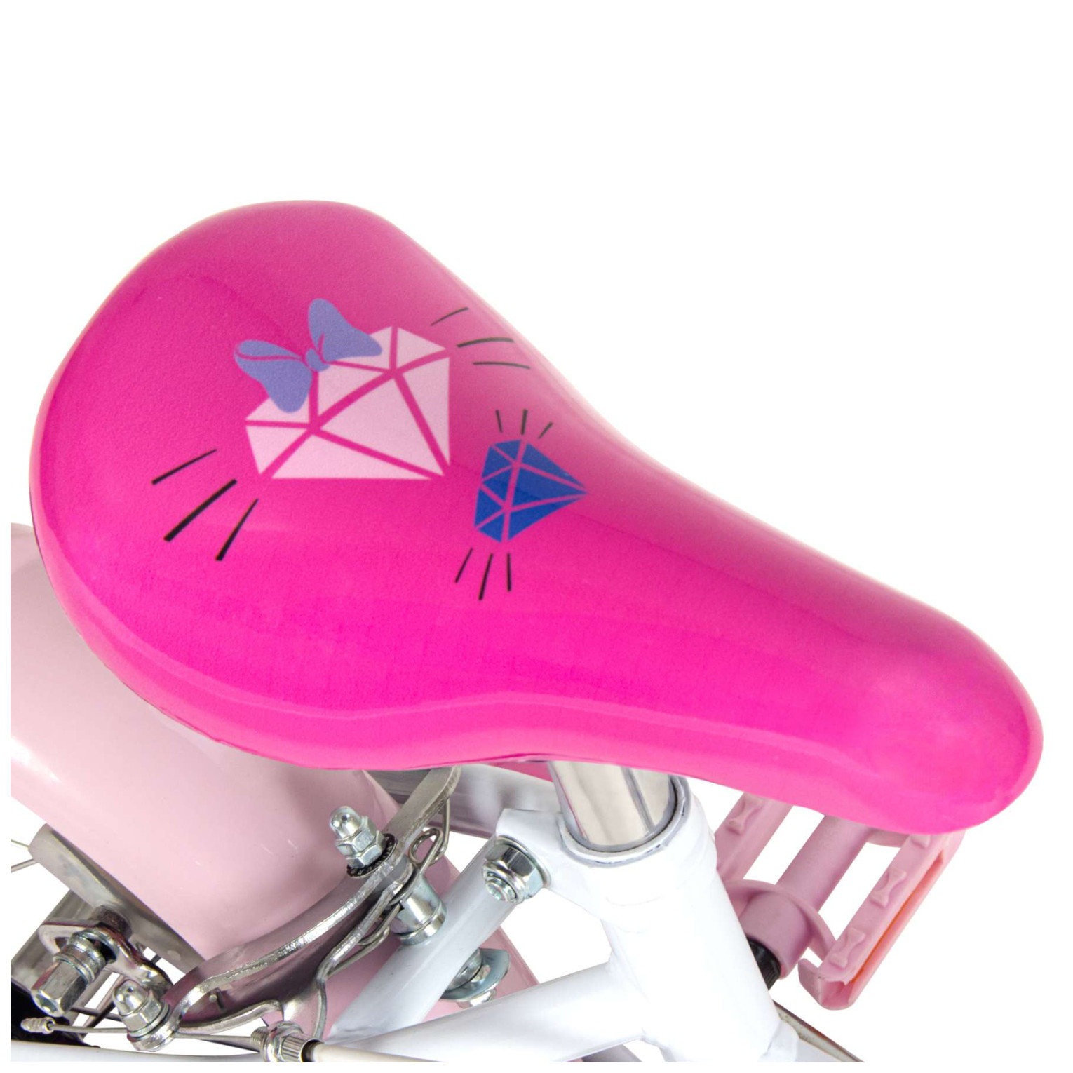 Disney Minnie Fiets - 16 inch - Wit Roze - Twee handremmen
