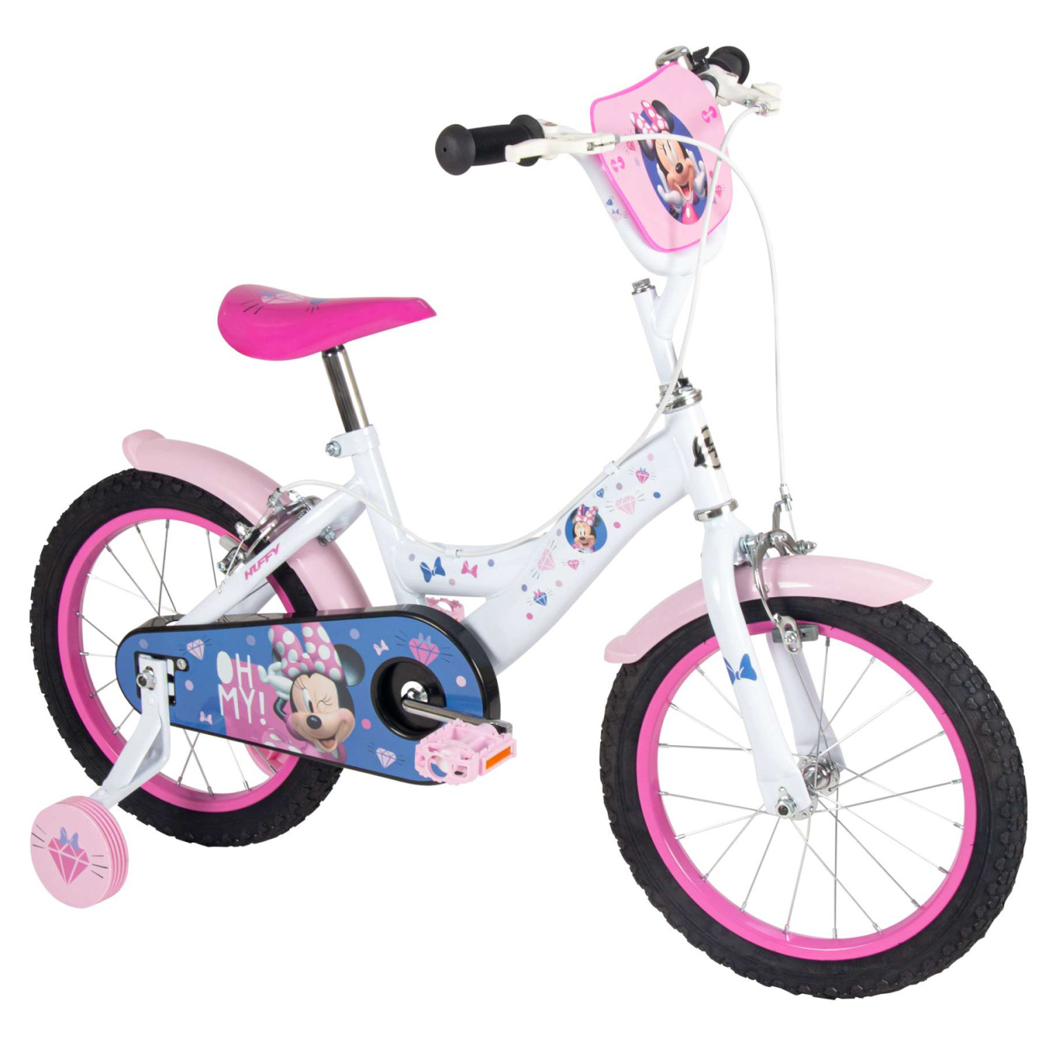Disney Minnie Fiets - 16 inch - Wit Roze - Twee handremmen