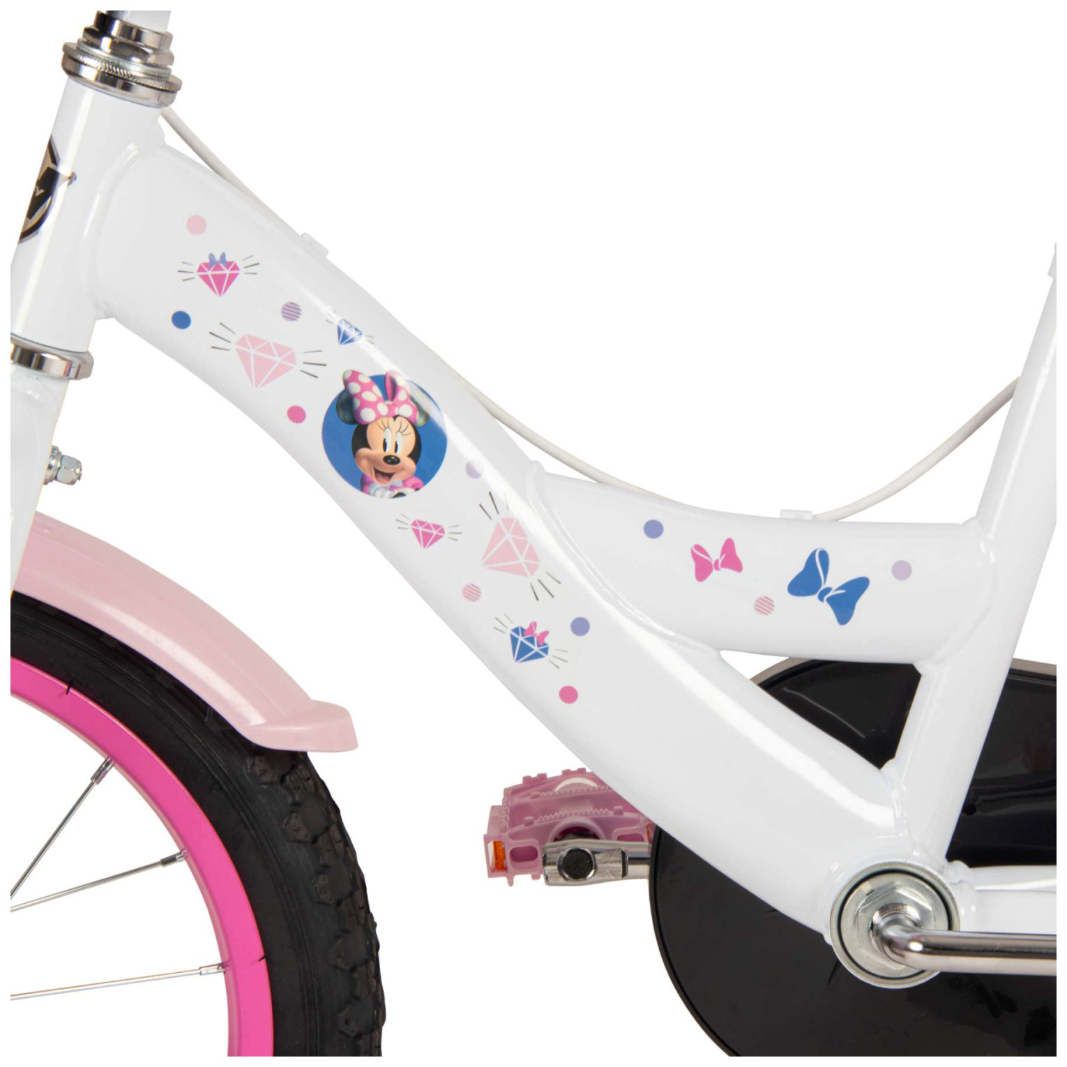 Disney Minnie Fiets - 16 inch - Wit Roze - Twee handremmen