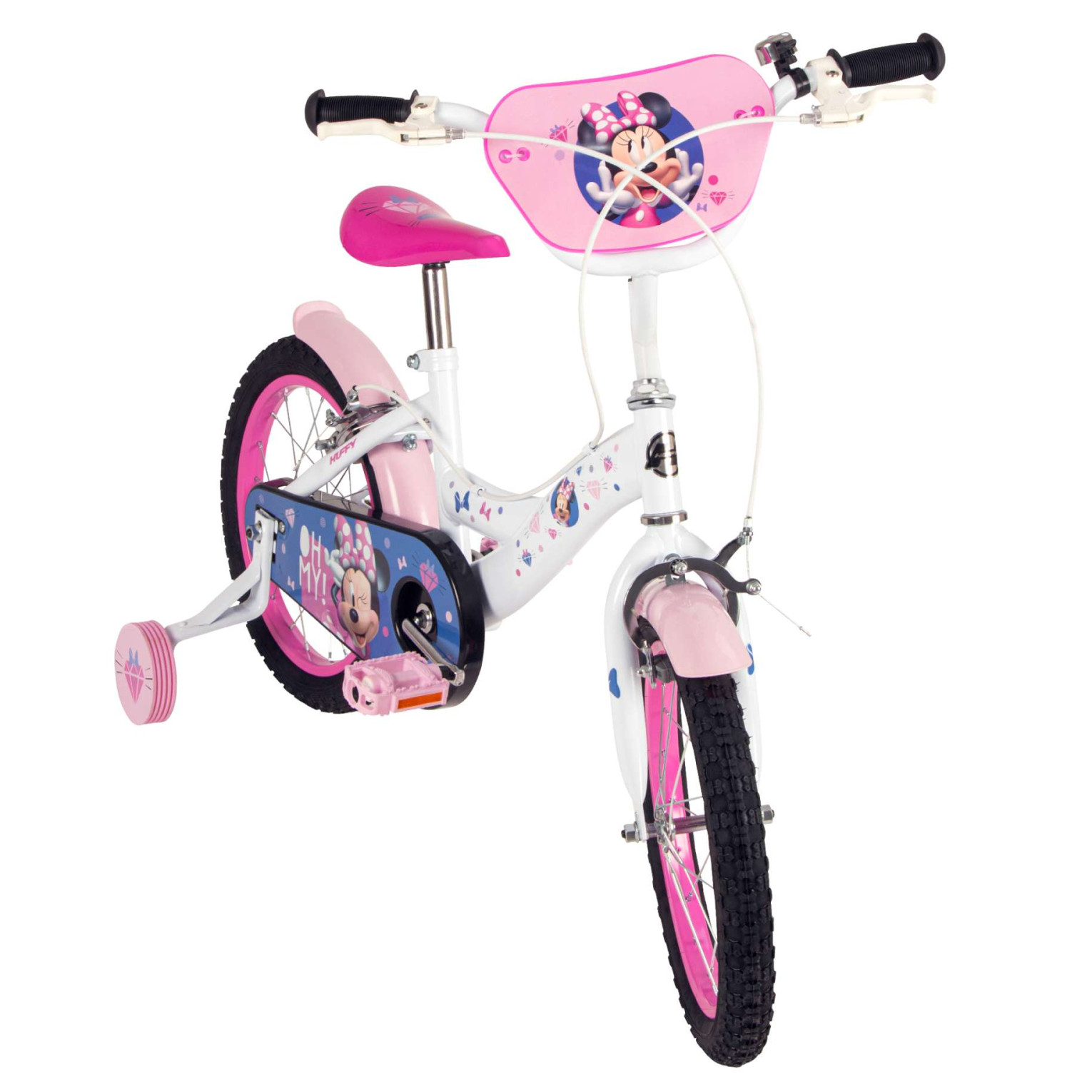 Disney Minnie Fiets - 16 inch - Wit Roze - Twee handremmen