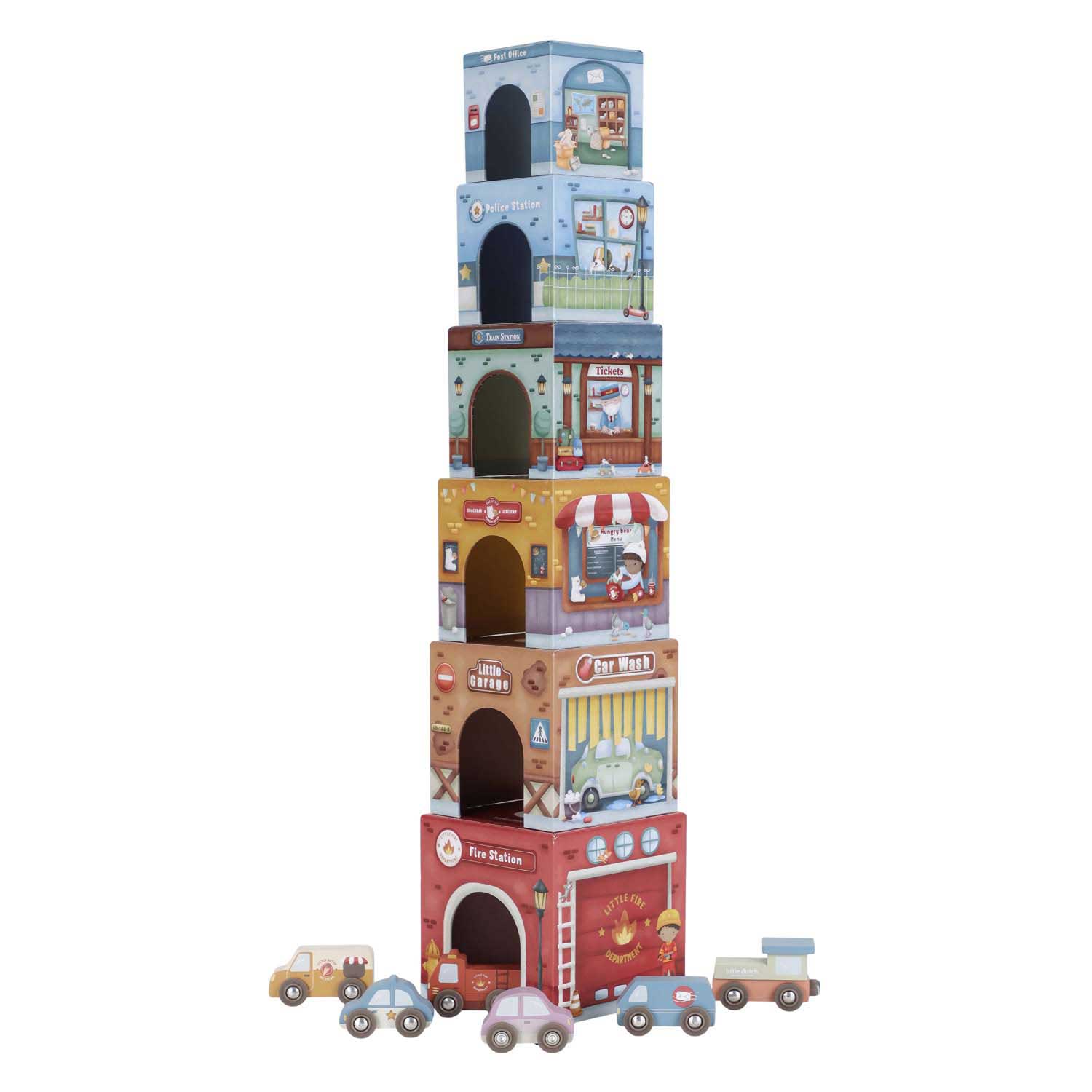 Little Dutch Stapeltoren incl. 6 Auto's FSC