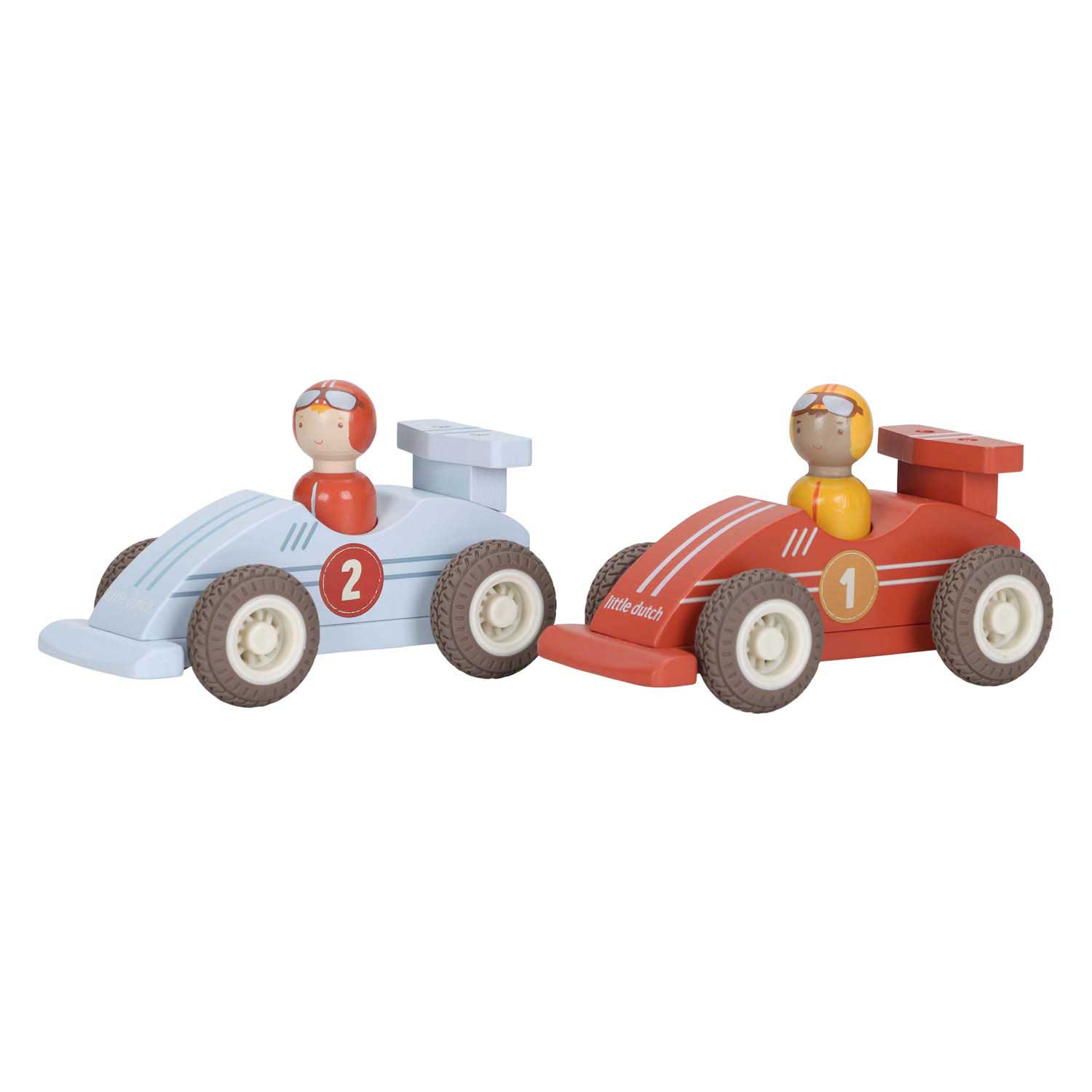 Little Dutch Houten Pullback Racewagens met Poppetje FSC