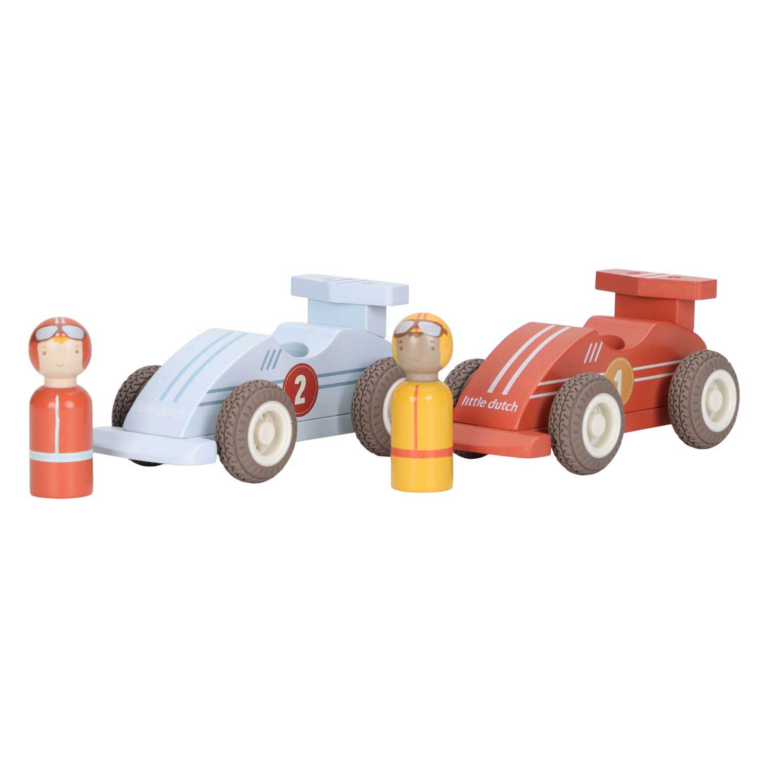 Little Dutch Houten Pullback Racewagens met Poppetje FSC