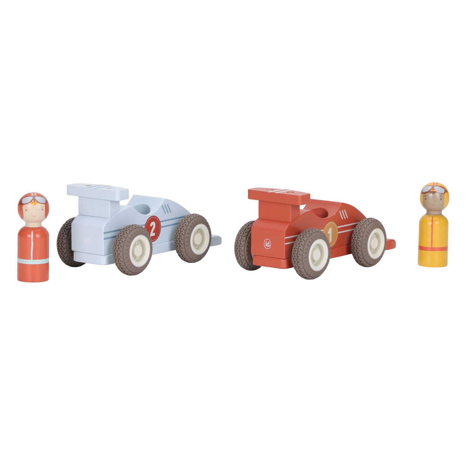 Little Dutch Houten Pullback Racewagens met Poppetje FSC