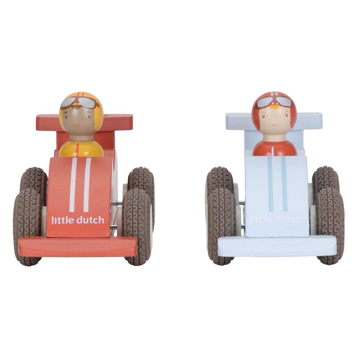 Little Dutch Houten Pullback Racewagens met Poppetje FSC