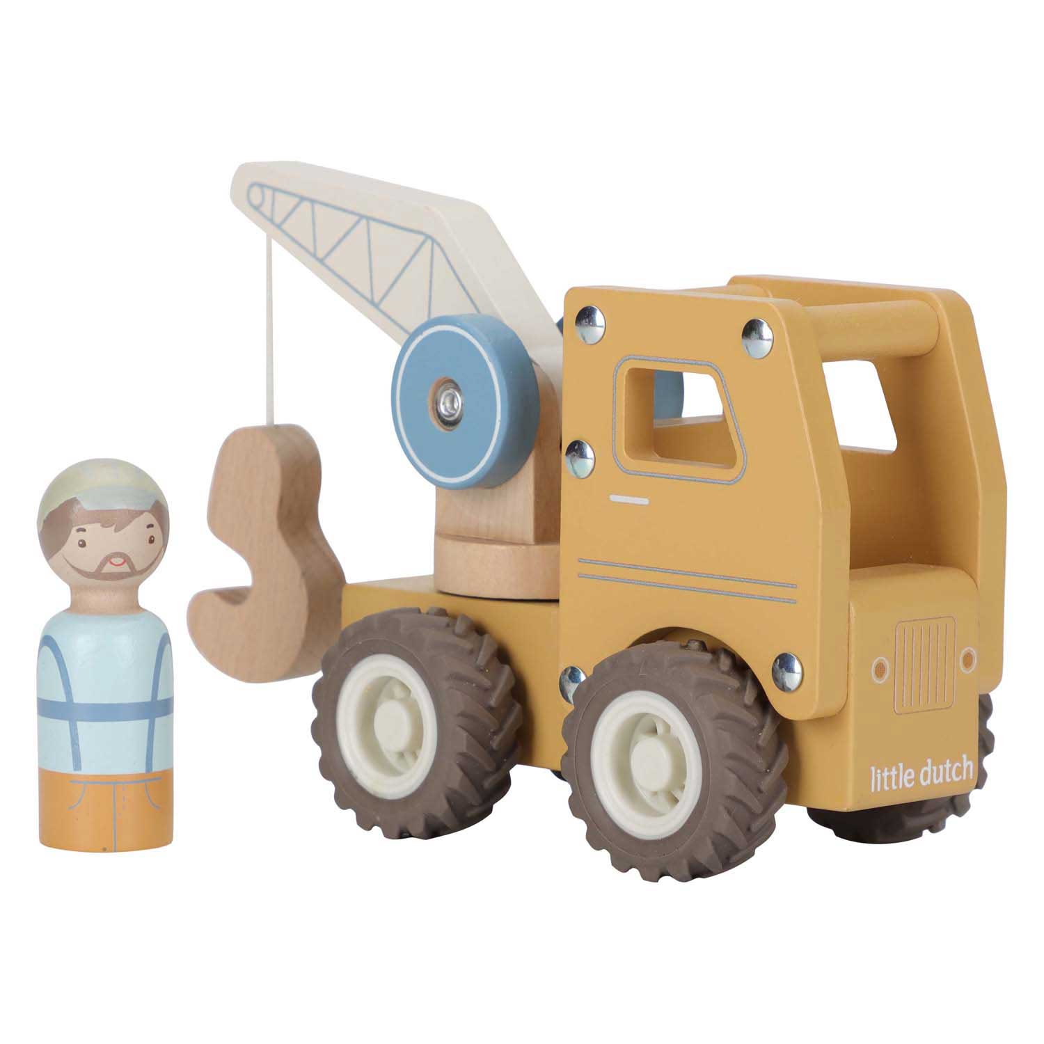 Little Dutch Houten Kraanwagen met Poppetje FSC